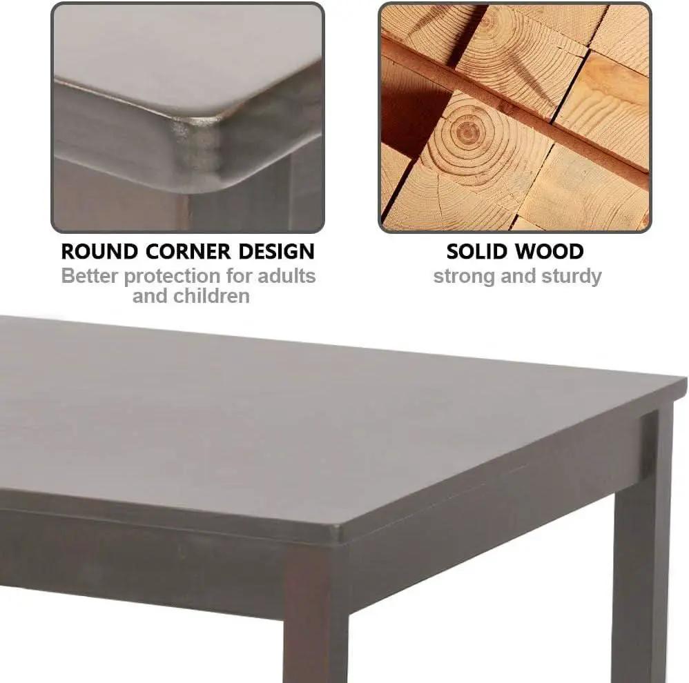 Espresso Finish Rectangular Solid Wood Dining Table Four Seater from PriceLows™