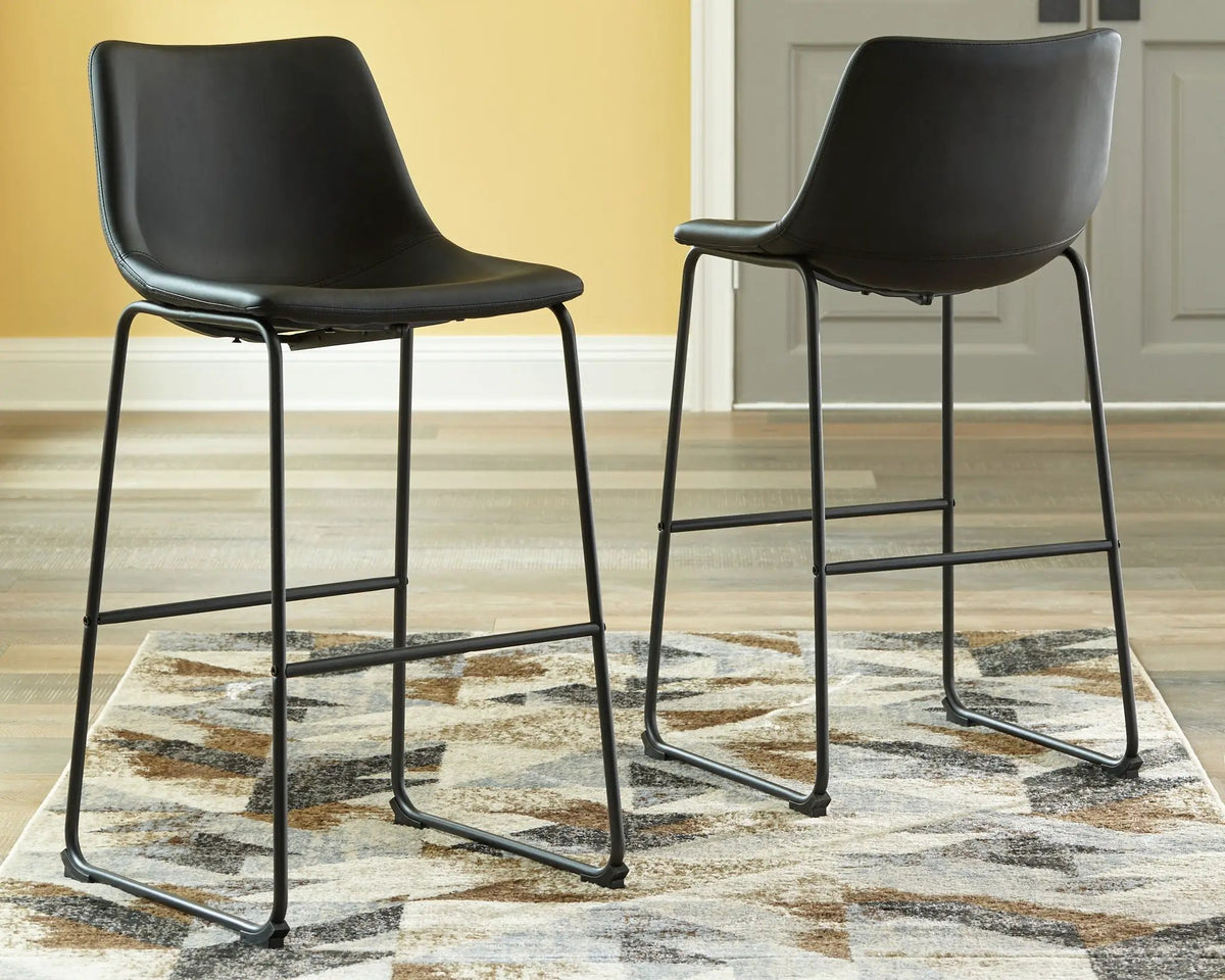 Centiar Upholstered Barstool | Set Of 2 | Contoured Bucket Seat | Tubular Metal Base