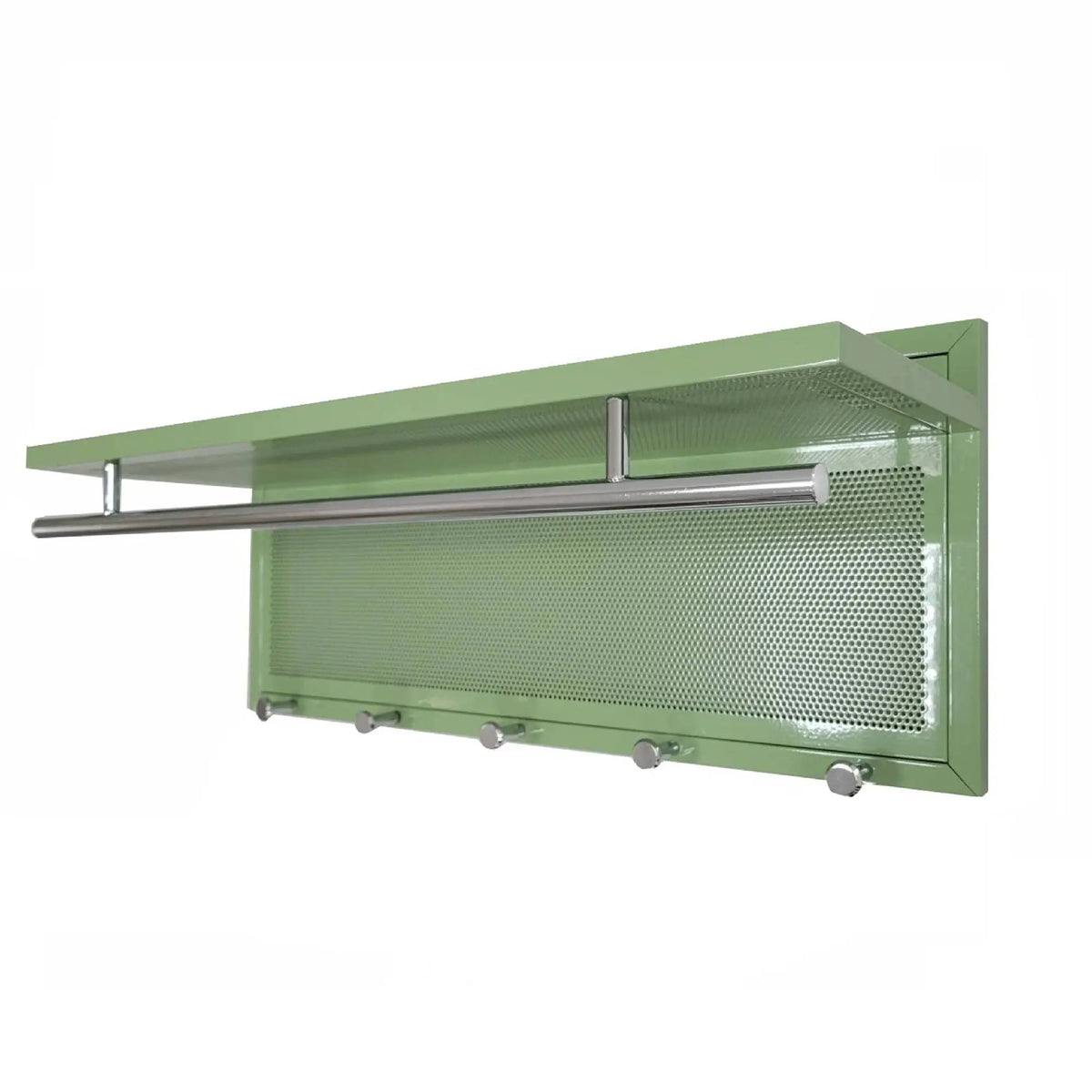 Wall Mounted Coat Rack | 5 Metal Hooks | Storage Shelf And Hanging Bar