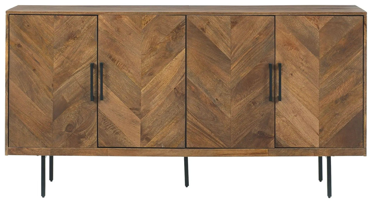 PratTVille Accent Cabinet | 68 x 16 x 36.75 in | Engineered Wood & Metal | Brown