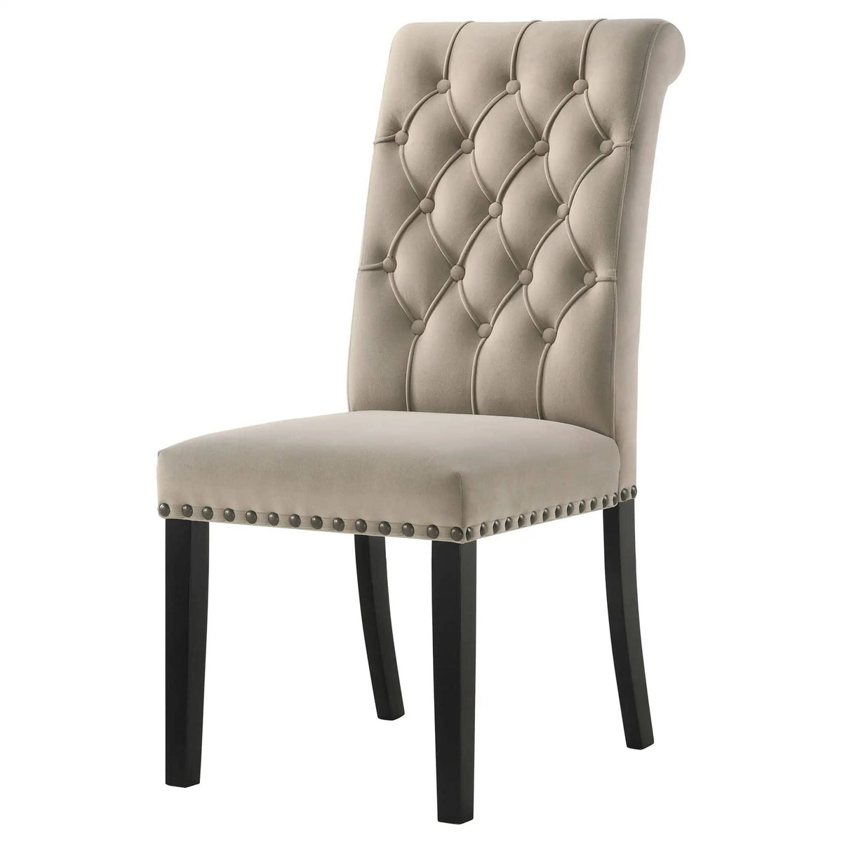 Alana Velvet Upholstered Dining Side Chair Sand (Set of 2) | 18 x 27.25 x 41.5 in | Velvet | Dining Room