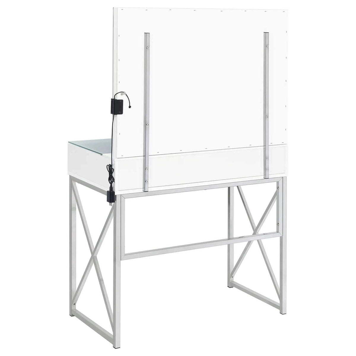 Eliza Vanity Set with Lighting & Stool White and Chrome | 31.75 x 16.5 x 53.25 in | Bathroom Furniture | Bathroom