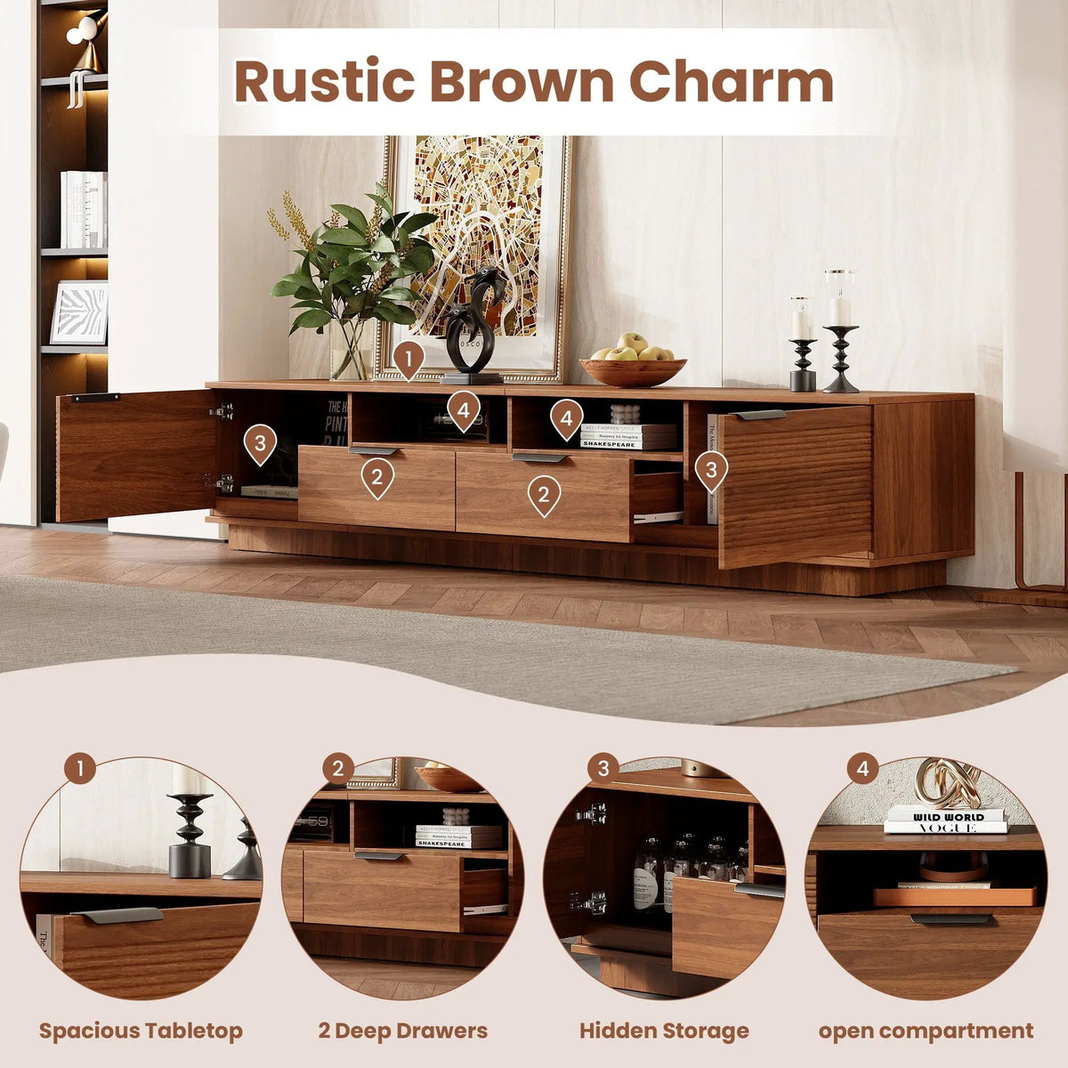 TV Stand | Deep Drawers | Cable Management | Soft Close