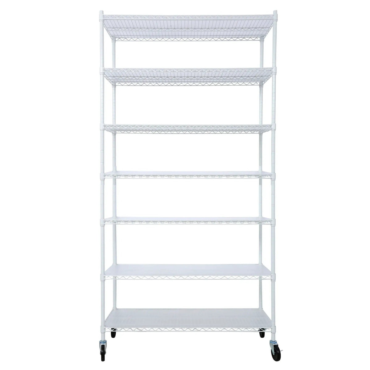 7 Tier Wire Shelving Unit | 2450 Lb Capacity | Adjustable 1 Inch Increments | Wheels Included