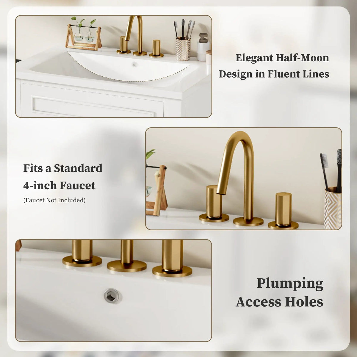 24 Inch Bathroom Vanity | Integrated Sink | 2 Door Cabinet | Small To Medium Bathrooms