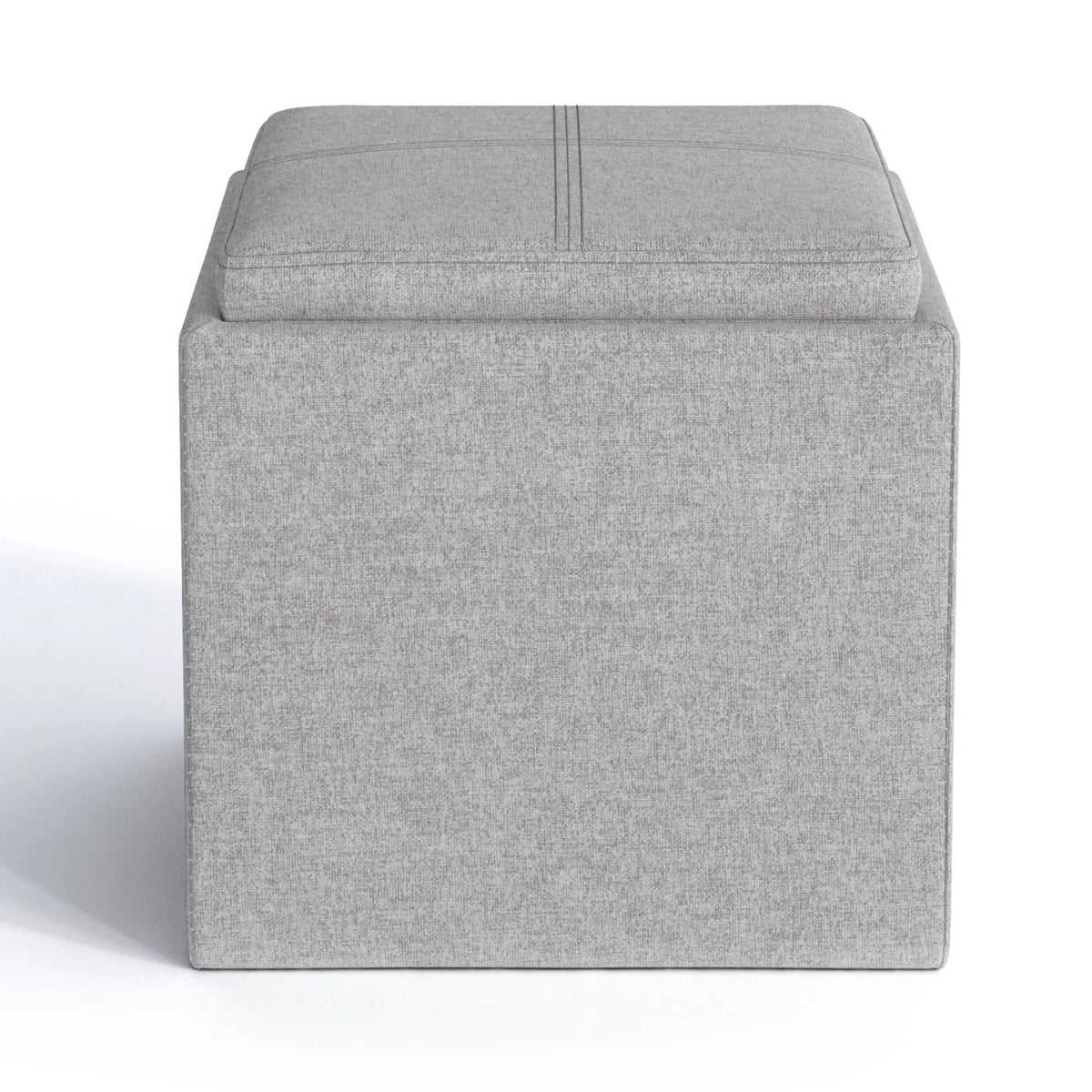 Rockwood Upholstered Cube Ottoman | Flip Over Serving Tray | Large Interior Storage | 16.9 Inch Cube