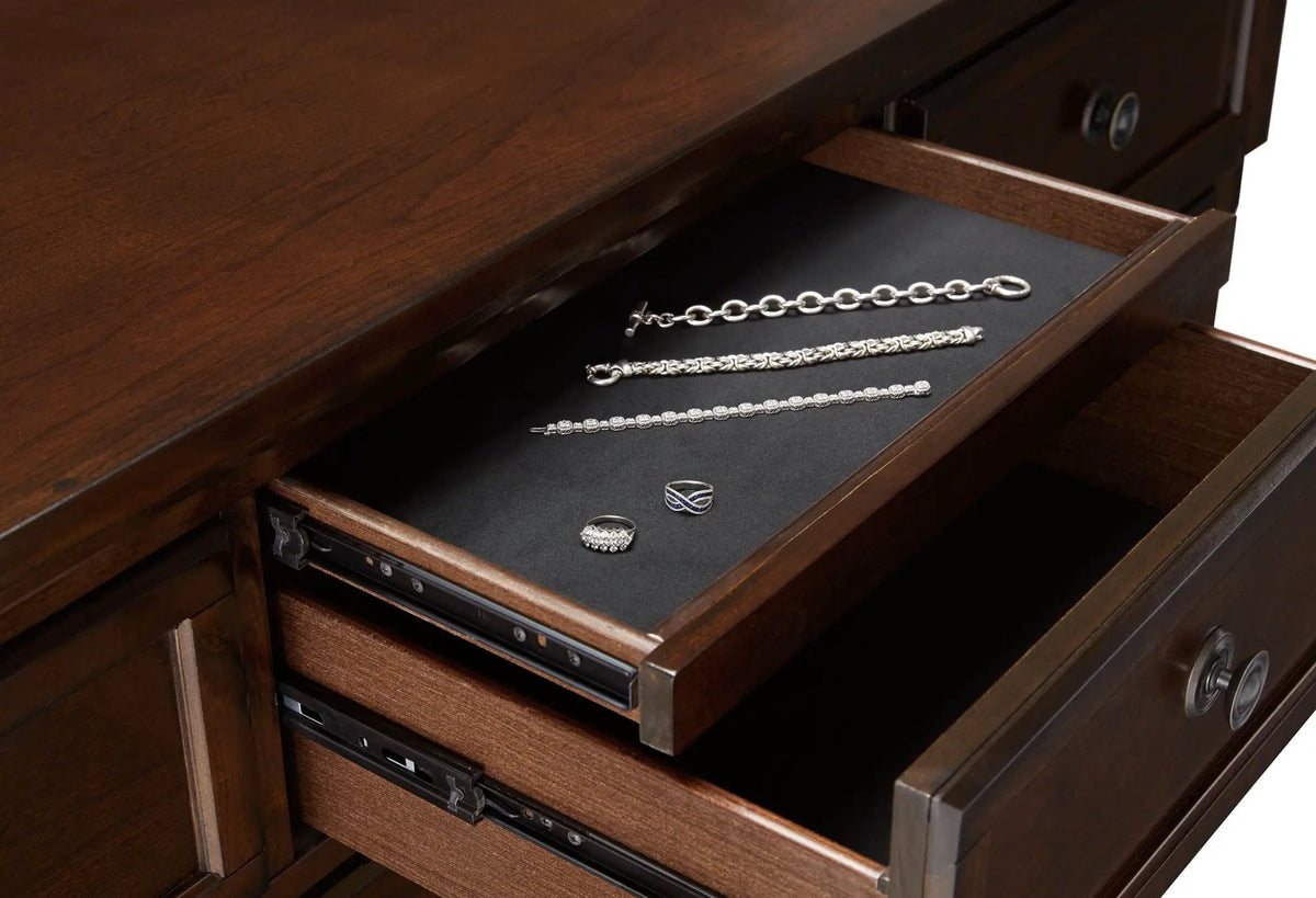 Porter Dresser | Inlaid Panels | Antiqued Hardware | Bun Feet