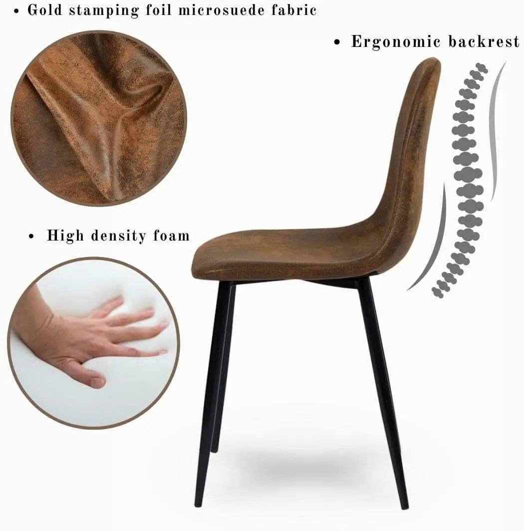 Mid Century Modern Upholstered Dining Chairs, Brown from PriceLows™