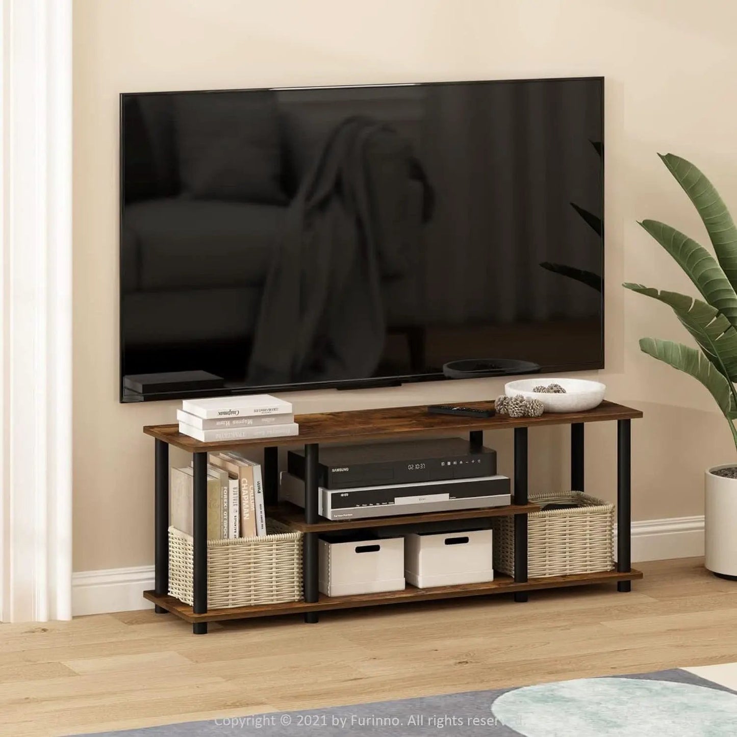 Three-Tier TV Stand Up To 50-Inch TV Tool-Free Assembly from PriceLows™