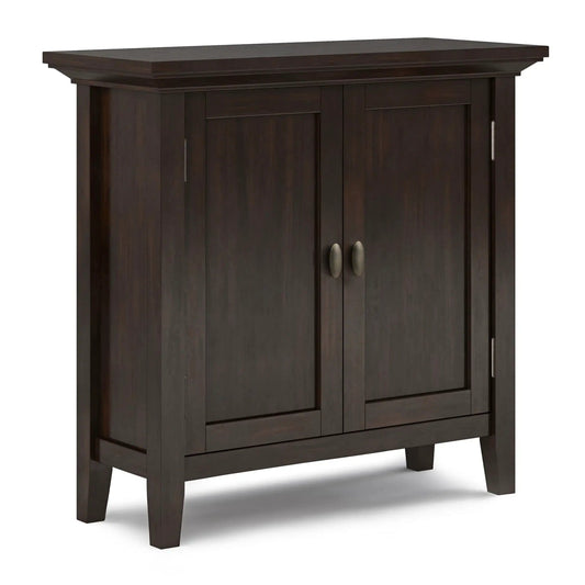 Redmond Low Storage Cabinet | 32 x 14 x 31 in | Solid Wood & Brass | Brunette Brown