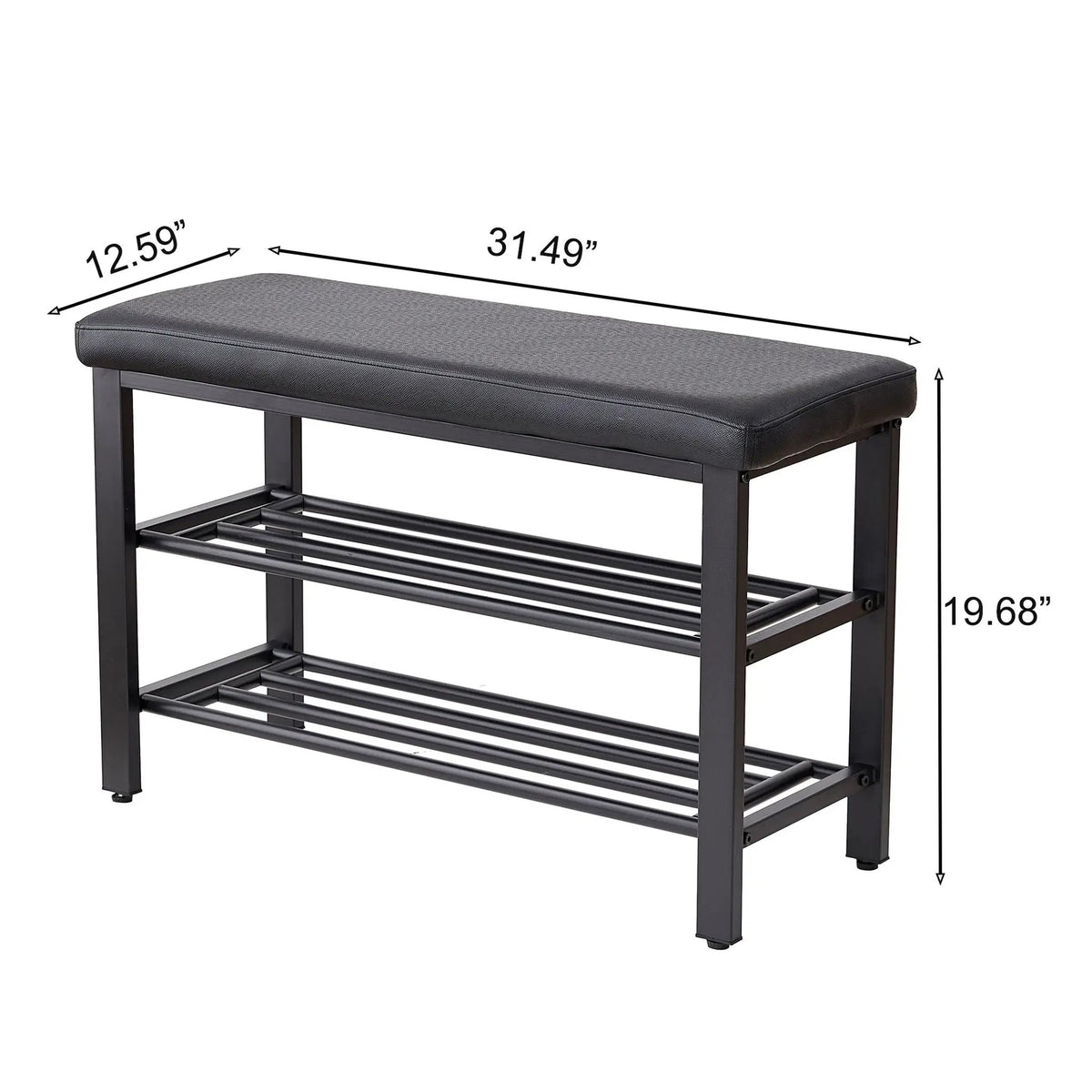 Entryway Shoe Bench | Cushioned Storage Seat | Durable Metal Frame | Hidden Storage Shelf