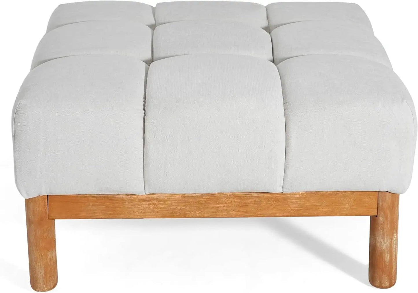 Square White Upholstered Ottoman Featuring Dense Foam from PriceLows™