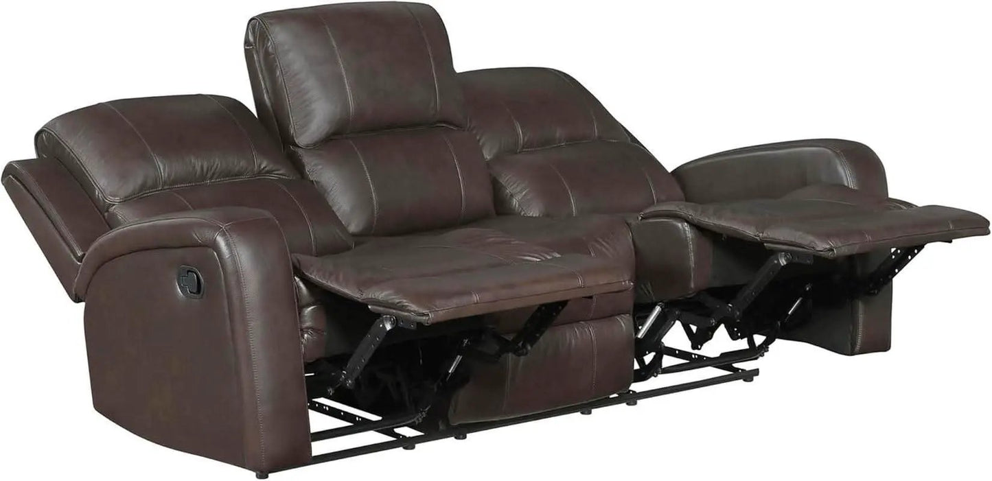 Manual Double Recliner Sofa Brown Leather Match Wall Hugger from PriceLows™