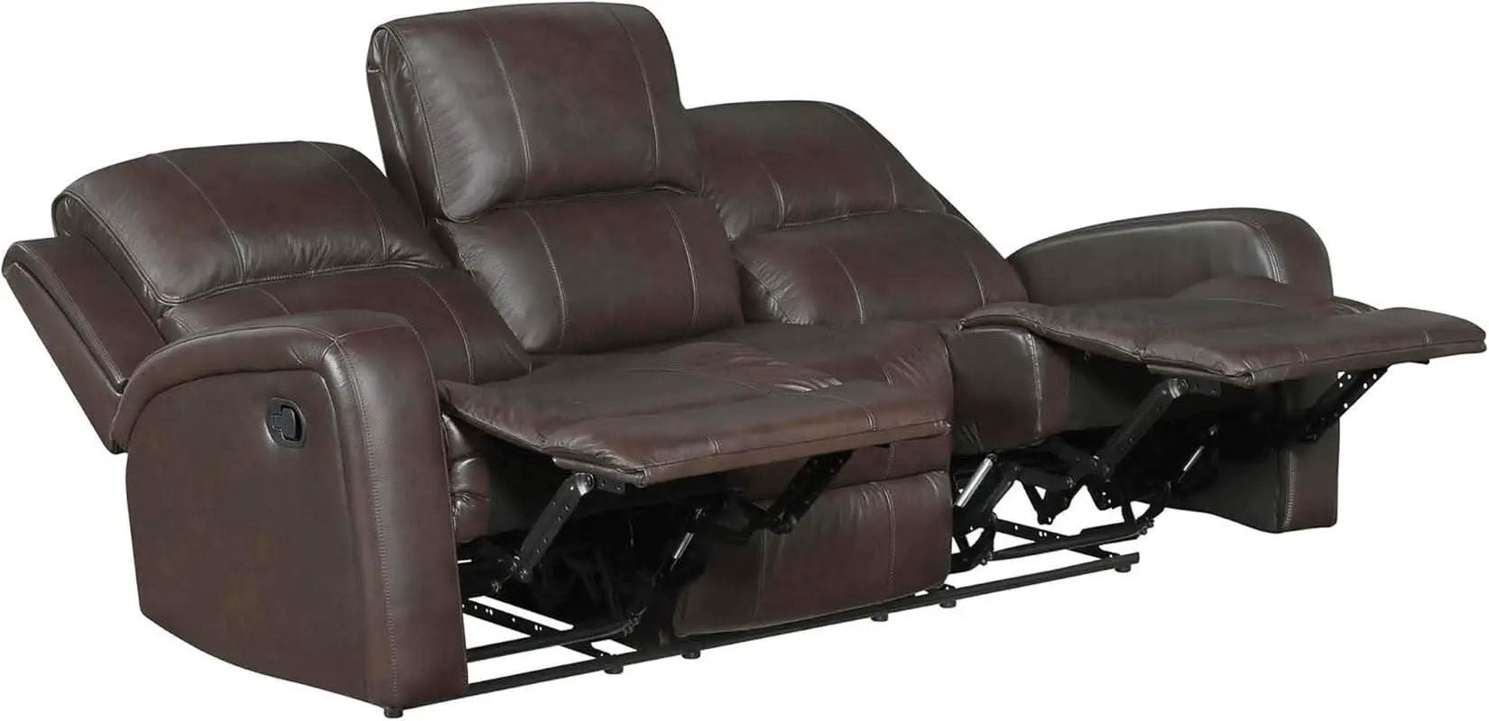 Manual Double Recliner Sofa Brown Leather Match Wall Hugger from PriceLows™