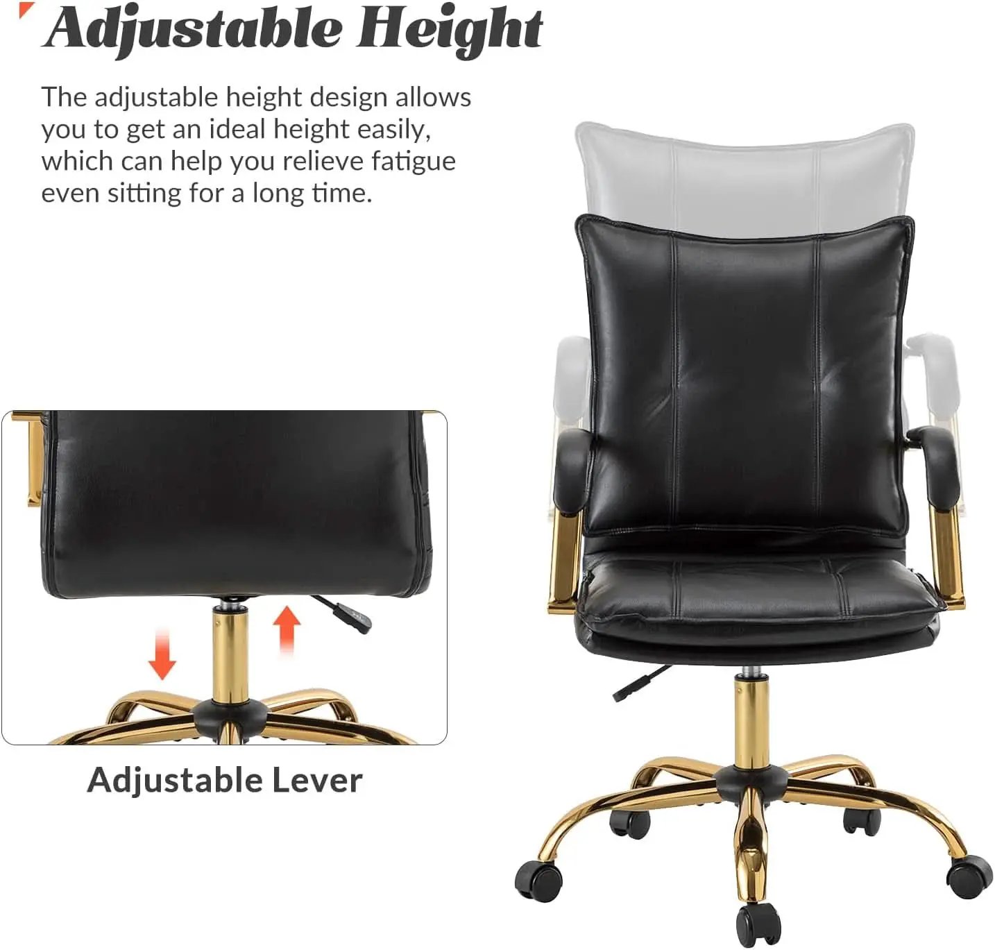 Black Office Desk Chair With Adjustable Height Elegant from PriceLows™