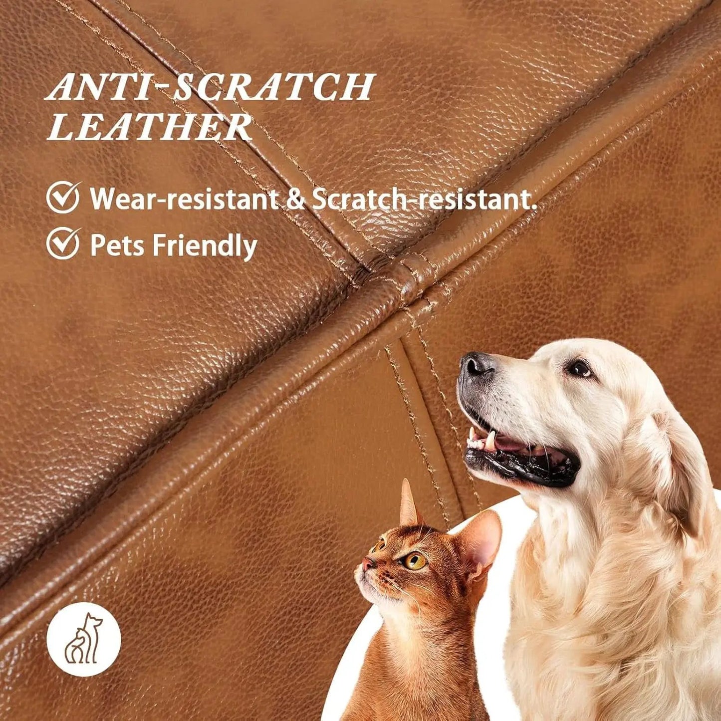 Authentic Brown Leather Ottoman Square Memory Foam from PriceLows™