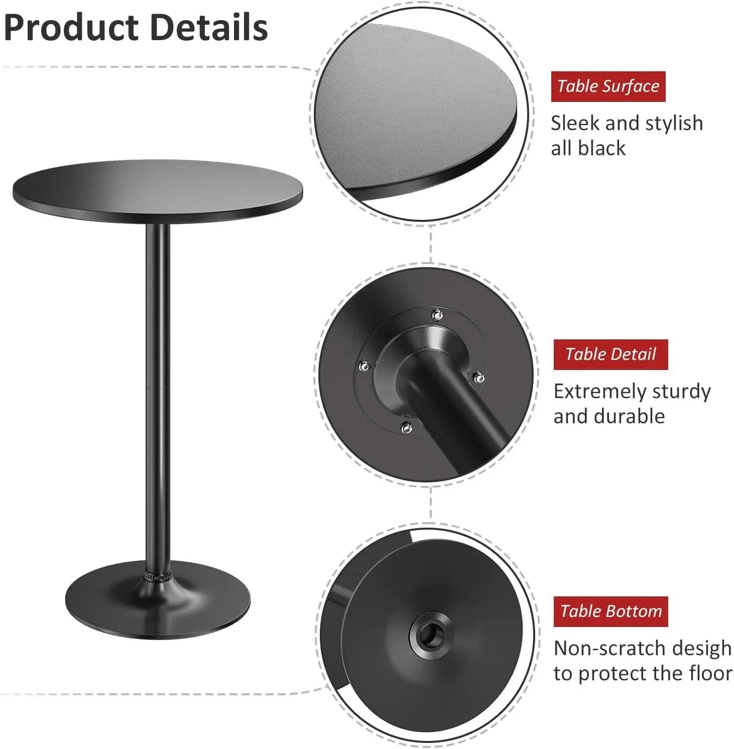 Obsidian Bar Height Pub Table With Industrial Strength from PriceLows™