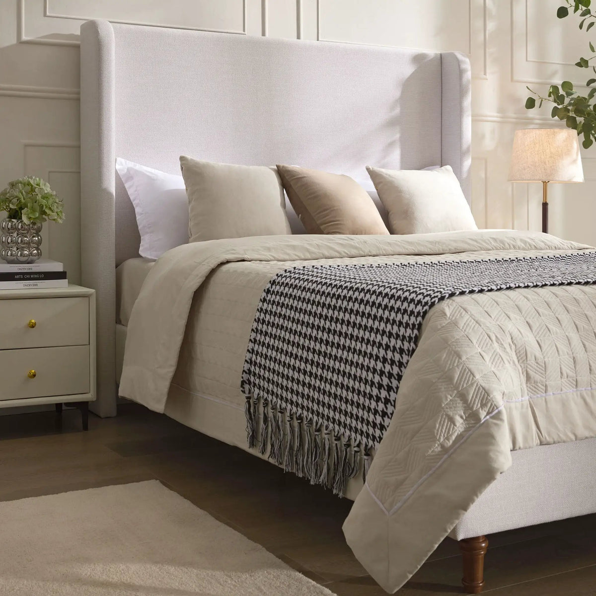 Harper Tall Headboard Upholstered Bed | Elegant Simplicity | No Box Spring Needed | 54 Inch Height