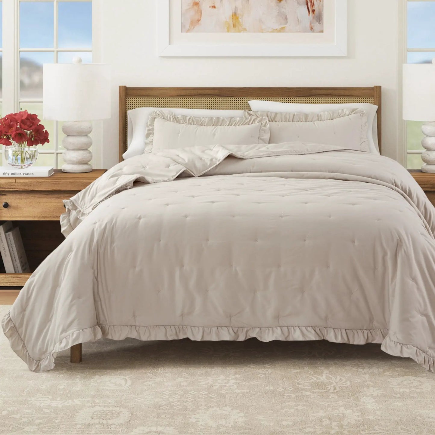 Dot Stitched Ruffled Quilt Set - Dot-Ruffled Collection from PriceLows™