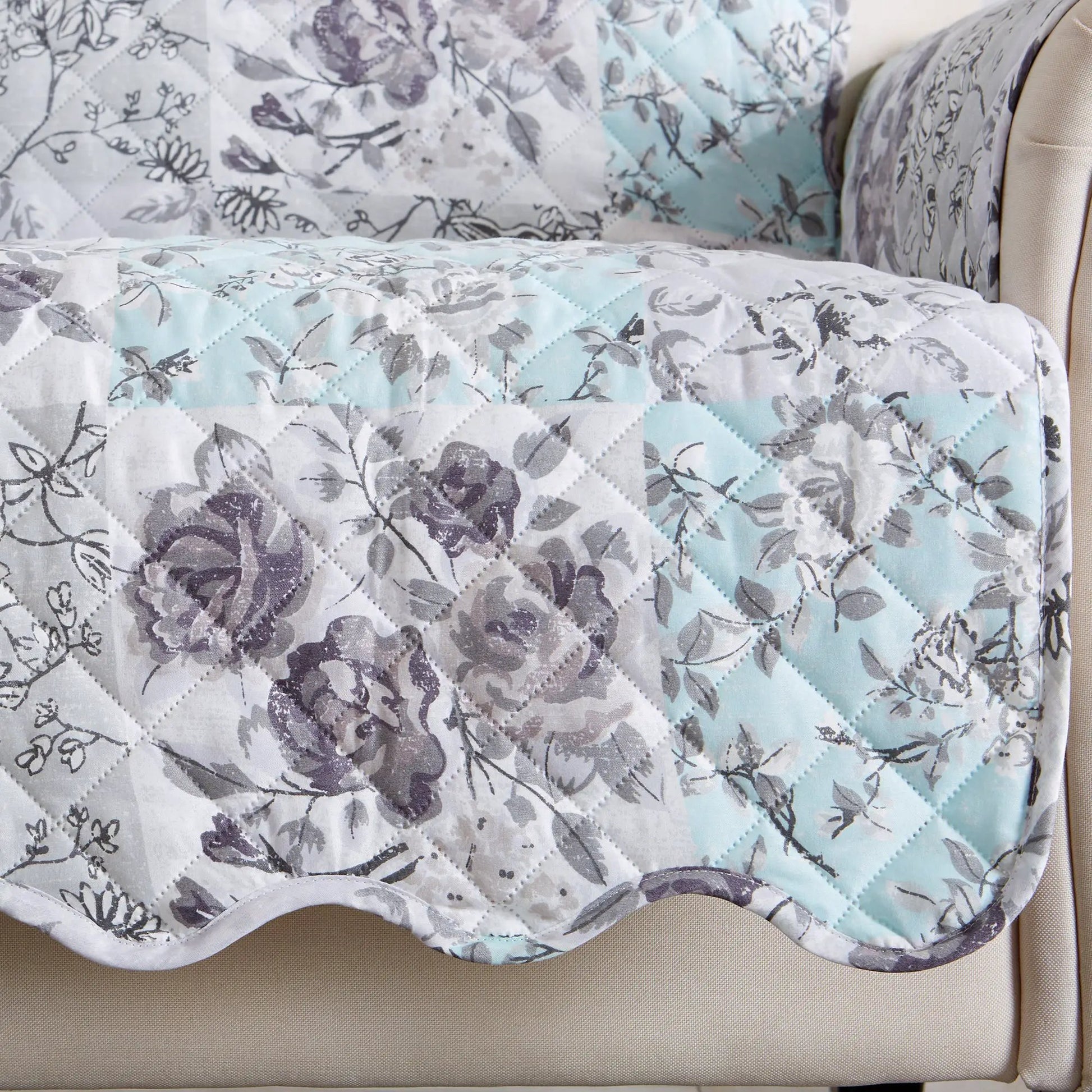 Reversible Floral Patchwork Furniture Protector - Maribel Collection from PriceLows™