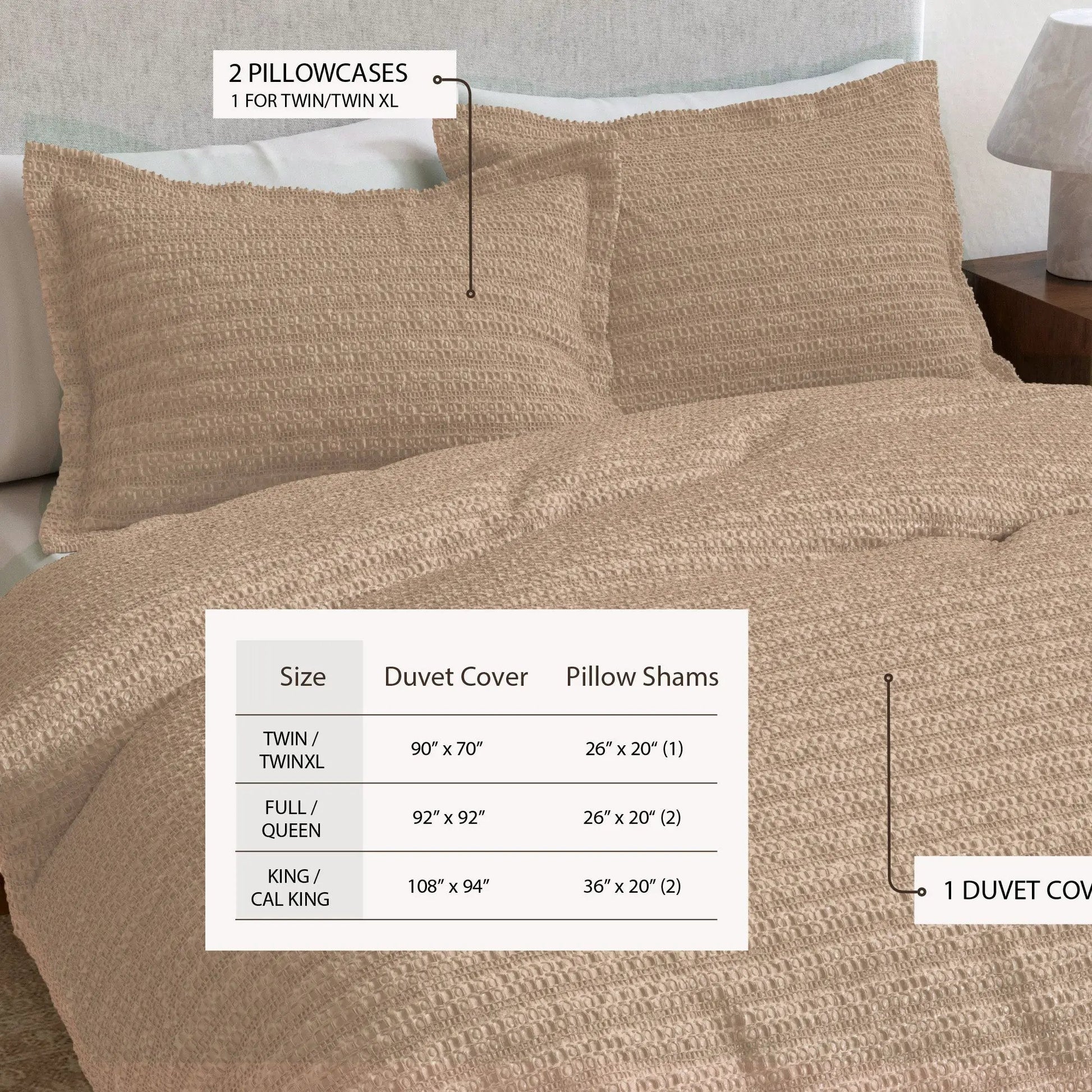 100% Cotton Honeycomb Waffle Duvet Set - Mattea Collection from PriceLows™