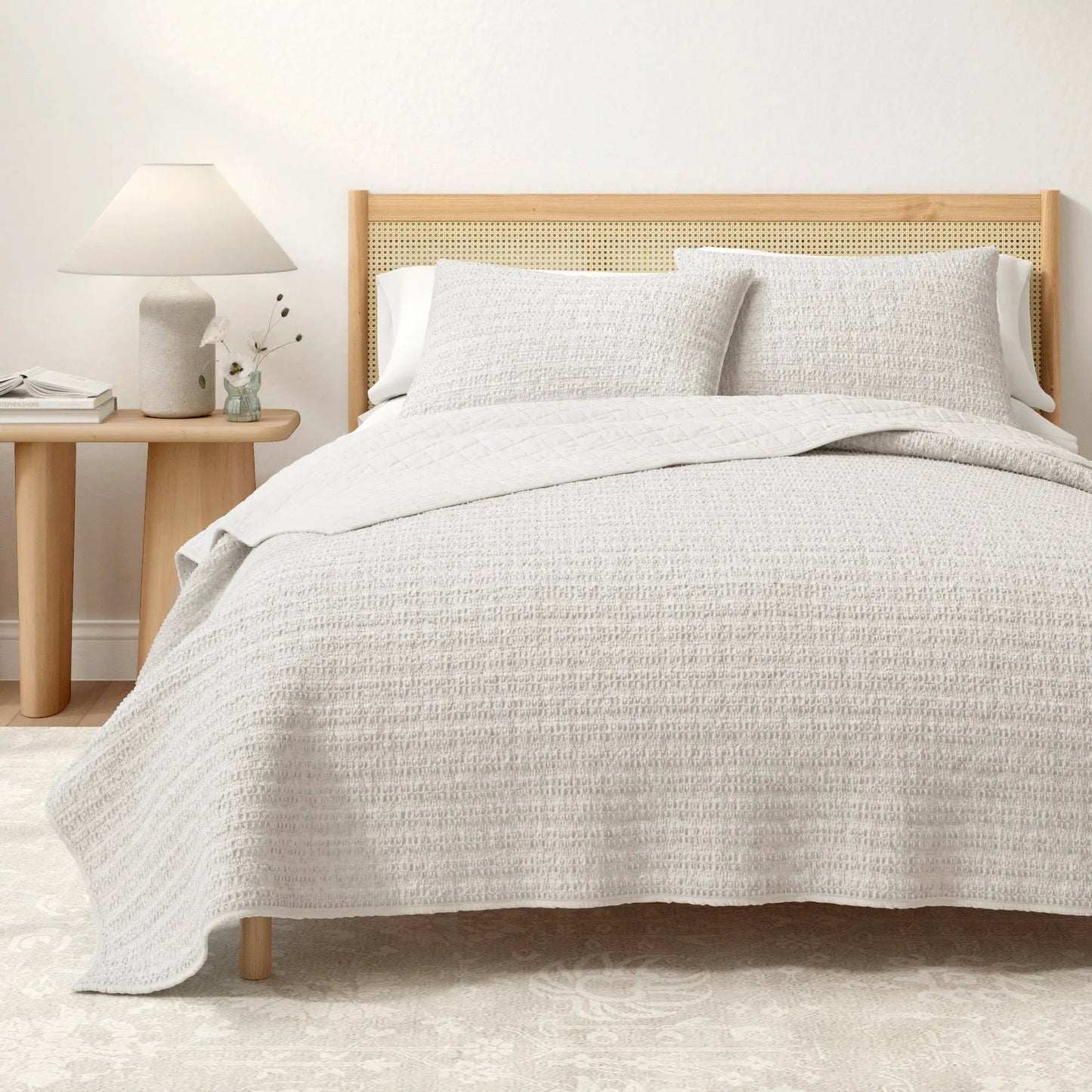 100% Cotton Honeycomb Waffle Garment Washed Quilt Set - Genevieve Collection from PriceLows™