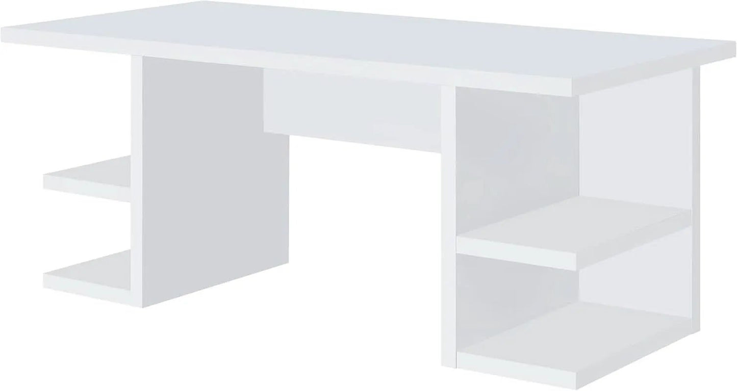 Alice 71 Inch White Modern Home Office Desk With 4 Shelves from PriceLows™