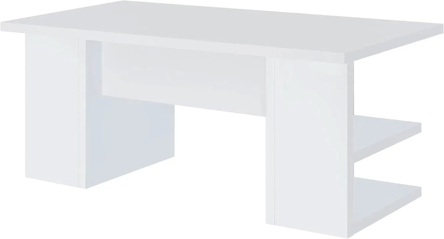 Alice 71 Inch White Modern Home Office Desk With 4 Shelves from PriceLows™