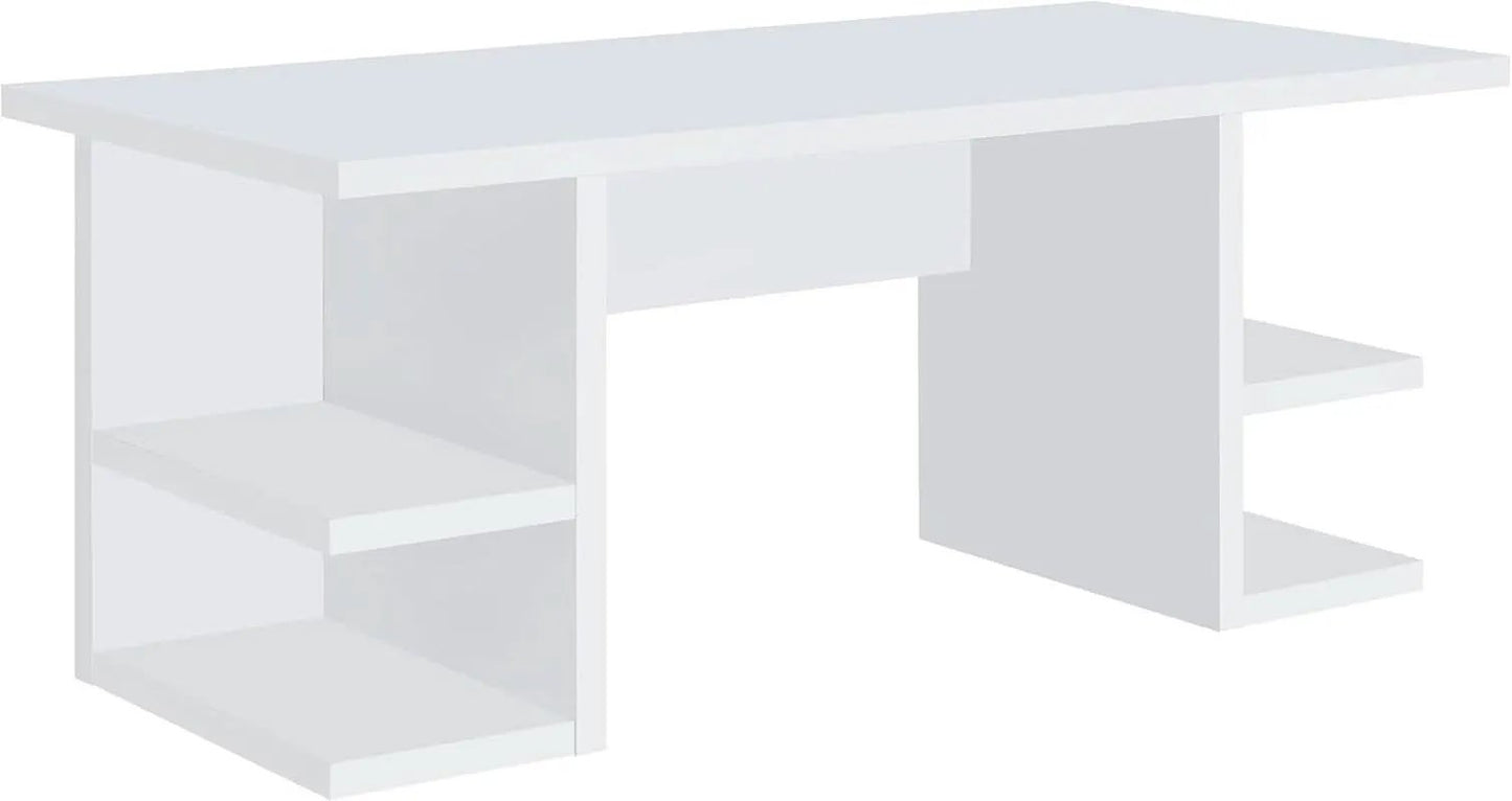 Alice 71 Inch White Modern Home Office Desk With 4 Shelves from PriceLows™