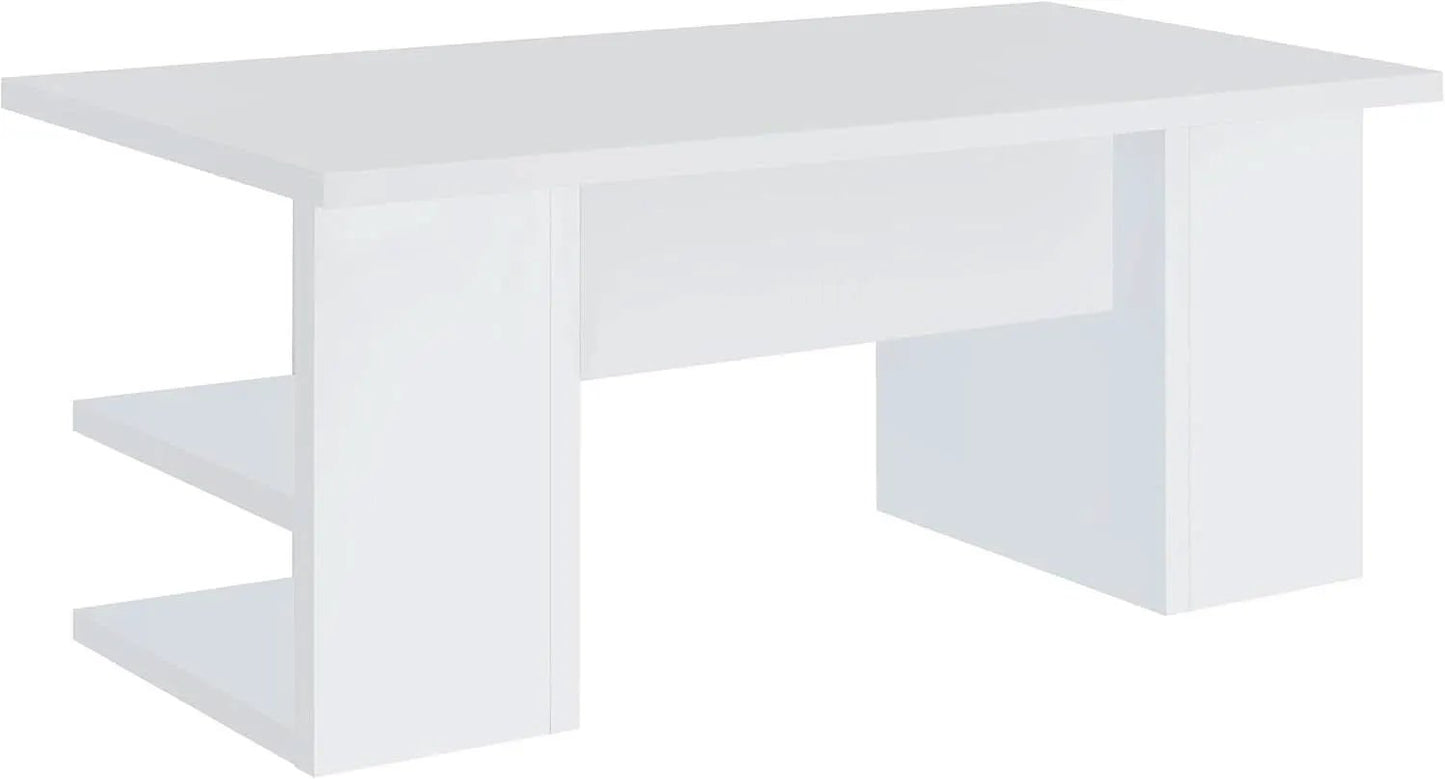 Alice 71 Inch White Modern Home Office Desk With 4 Shelves from PriceLows™