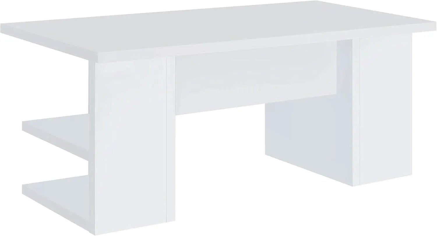 Alice 71 Inch White Modern Home Office Desk With 4 Shelves from PriceLows™