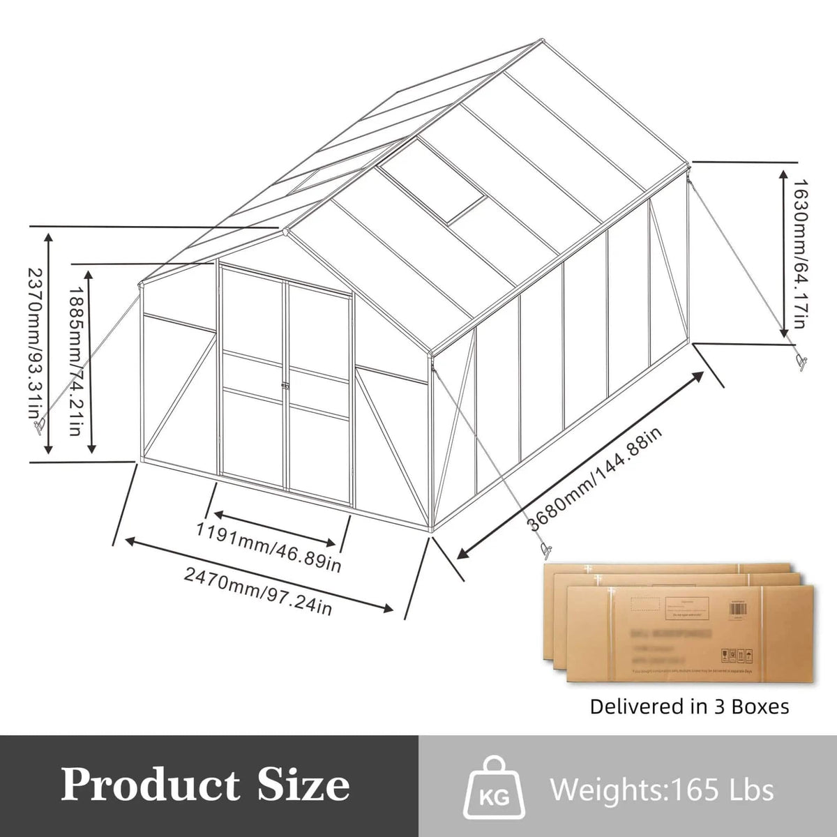 All Season Outdoor Backyard Polycarbonate Greenhouse With Raised Base & Aluminum | Aluminum | Outdoor Living Use | Outdoor Living
