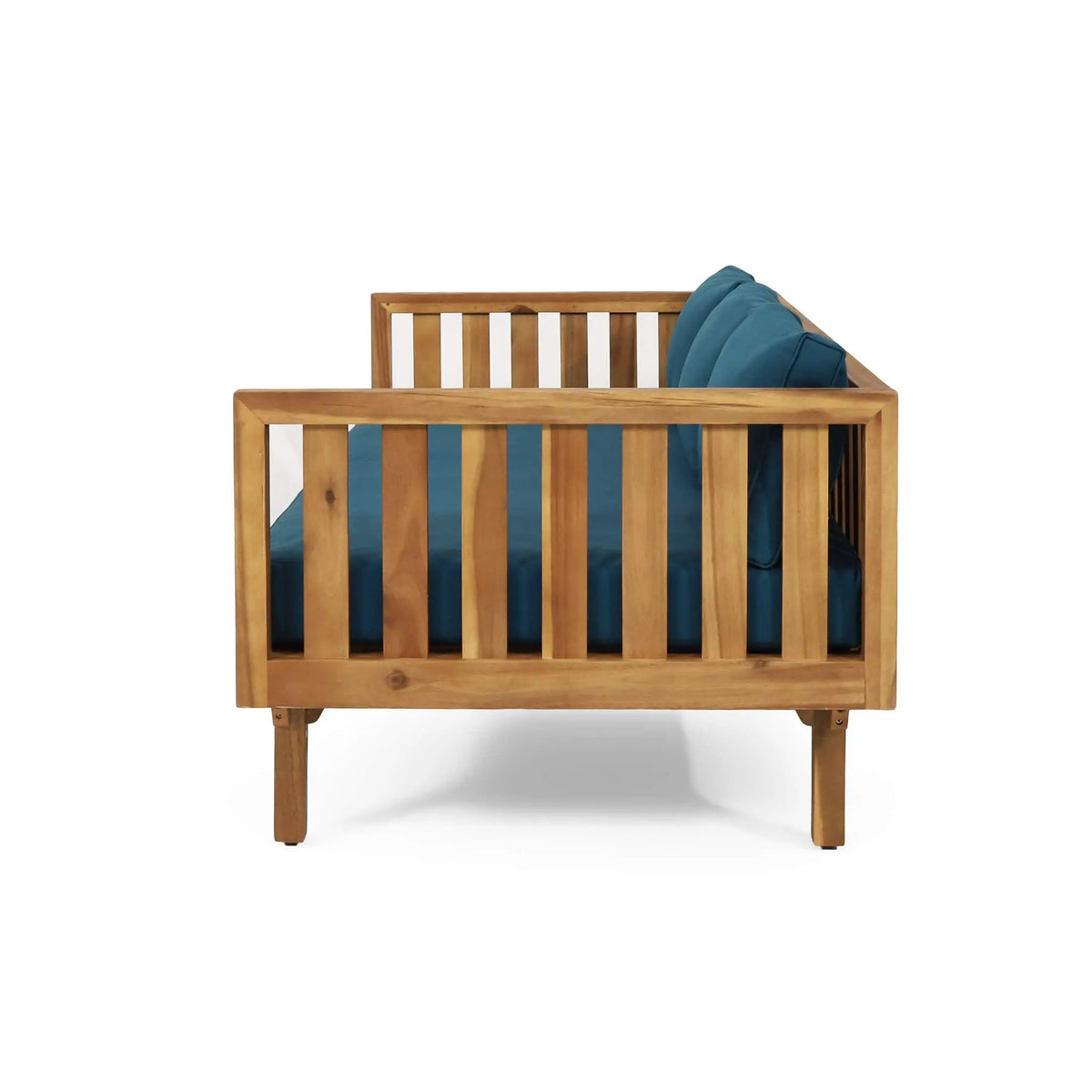 Acacia Wood Daybed Sofa | 3-Seater Outdoor Design | Water-Resistant Cushions | Open Slat Backrest