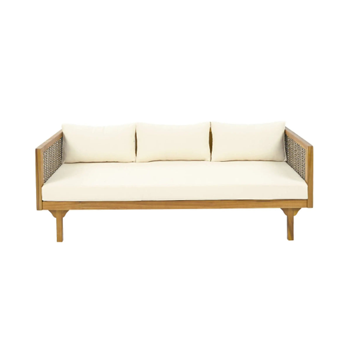 Acacia Wood Daybed Sofa | 3-Seater Outdoor Design | Water-Resistant Cushions | Open Slat Backrest