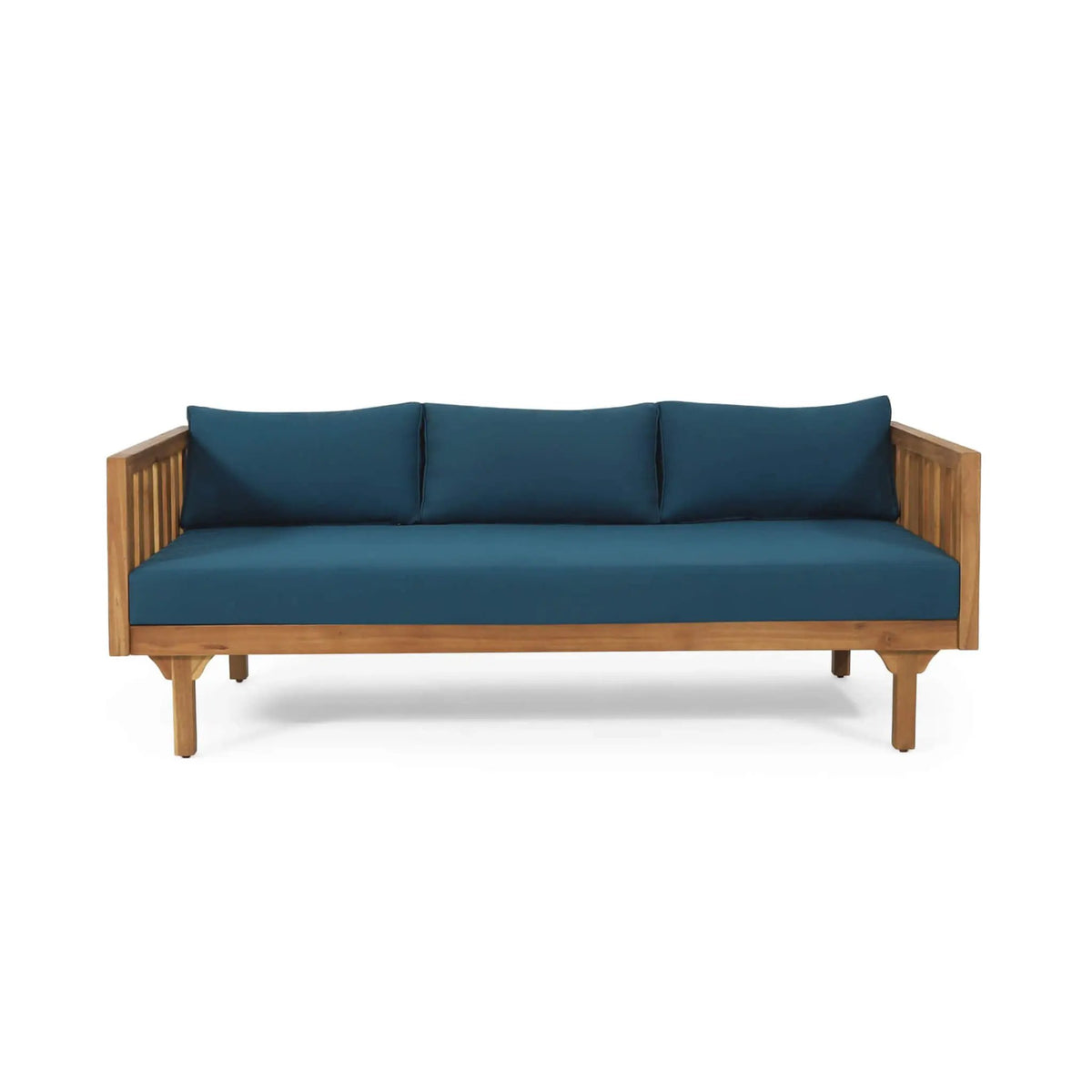 Acacia Wood Daybed Sofa | 3-Seater Outdoor Design | Water-Resistant Cushions | Open Slat Backrest