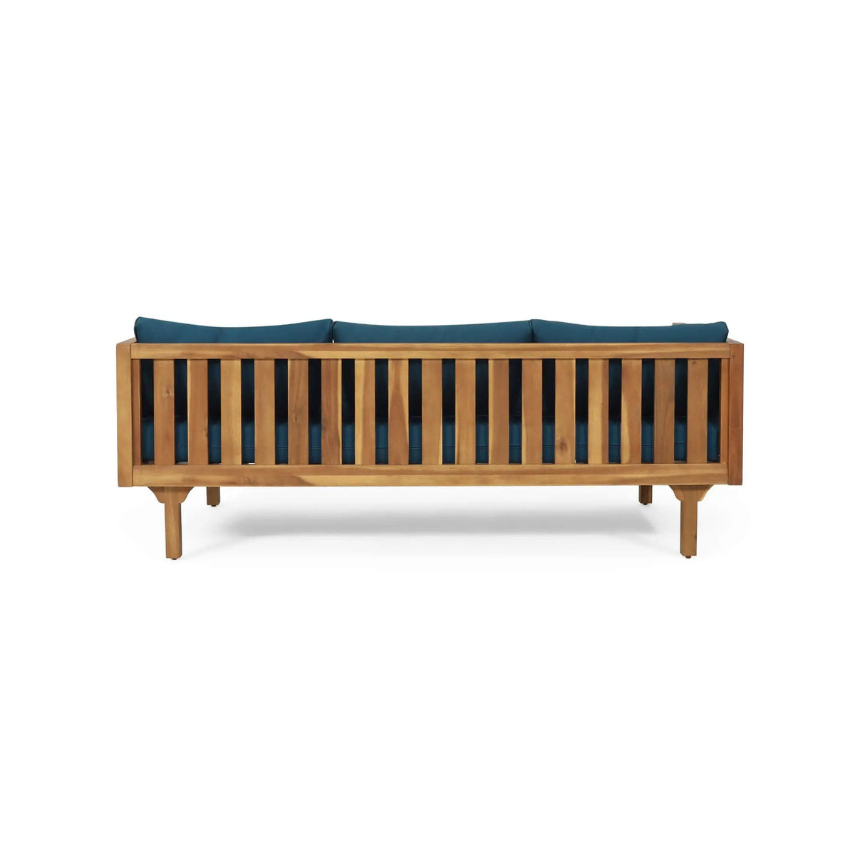Acacia Wood Daybed Sofa | 3-Seater Outdoor Design | Water-Resistant Cushions | Open Slat Backrest