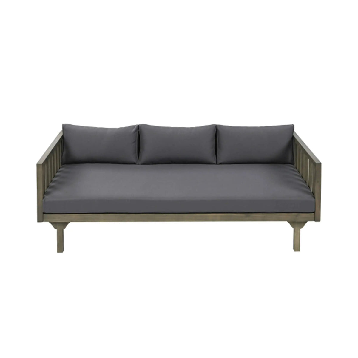 Acacia Wood Daybed Sofa | 3-Seater Outdoor Design | Water-Resistant Cushions | Open Slat Backrest
