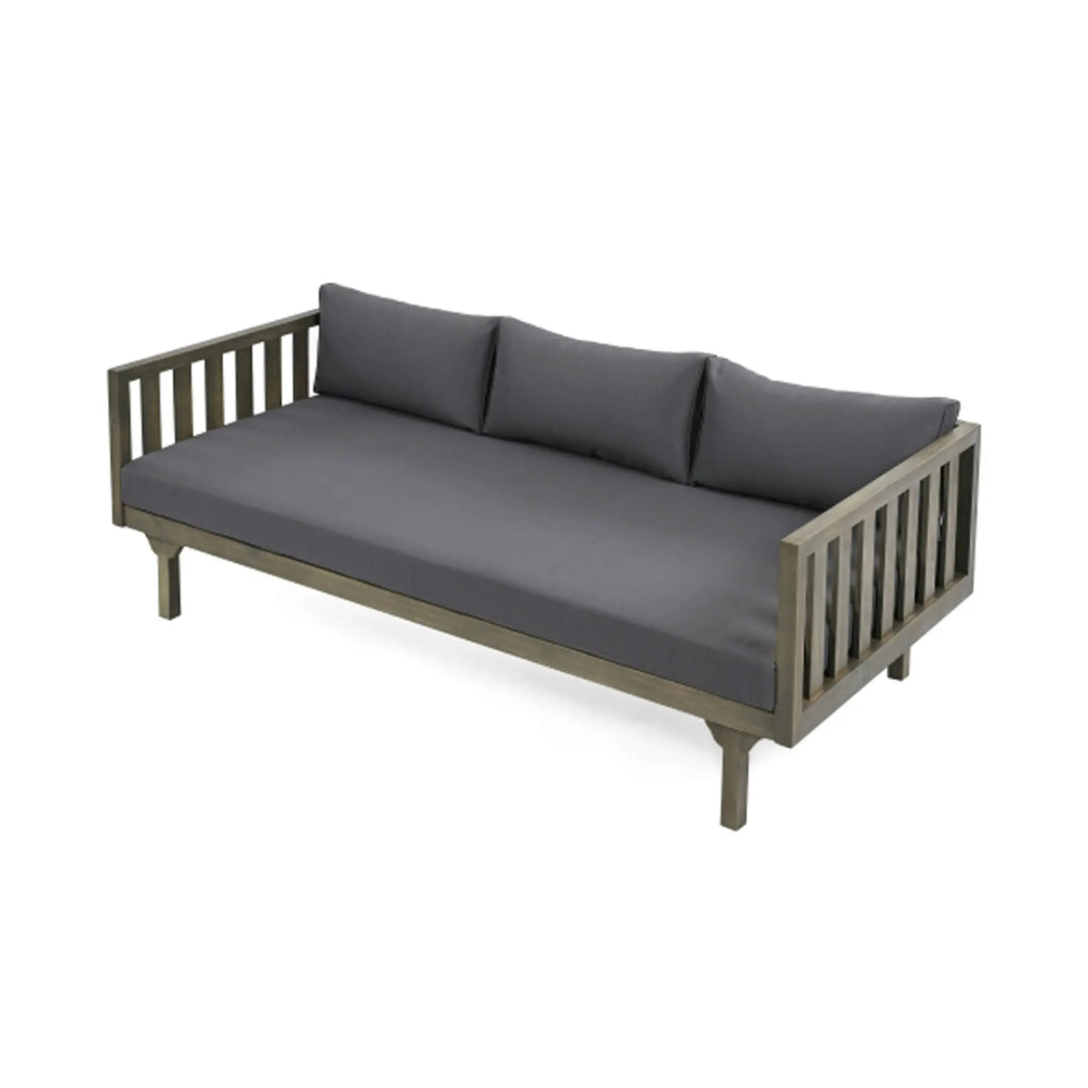 Acacia Wood Daybed Sofa | 3-Seater Outdoor Design | Water-Resistant Cushions | Open Slat Backrest