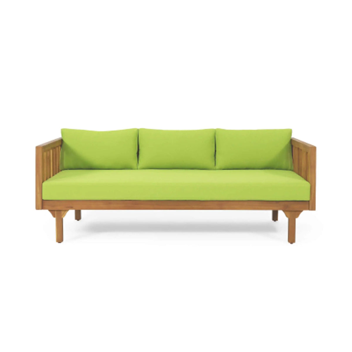 Acacia Wood Daybed Sofa | 3-Seater Outdoor Design | Water-Resistant Cushions | Open Slat Backrest