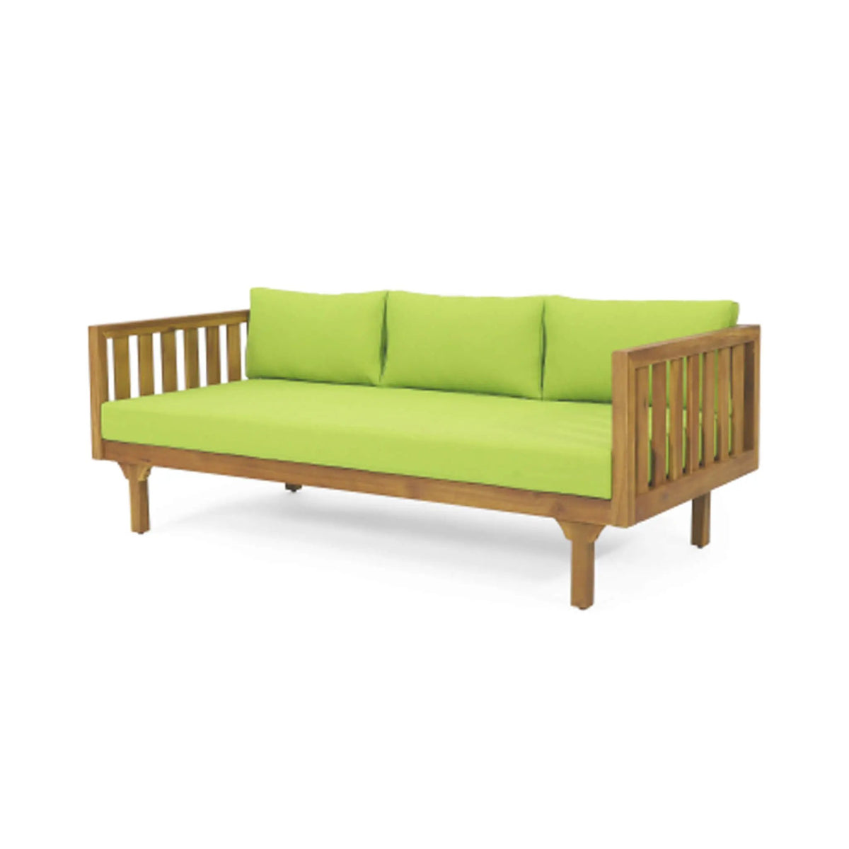 Acacia Wood Daybed Sofa | 3-Seater Outdoor Design | Water-Resistant Cushions | Open Slat Backrest