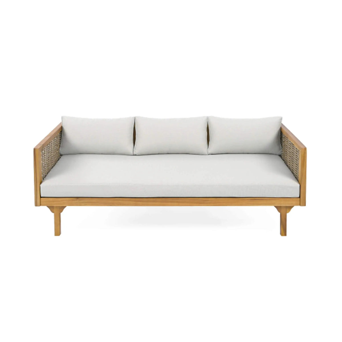 Acacia Wood Daybed Sofa | 3-Seater Outdoor Design | Water-Resistant Cushions | Open Slat Backrest