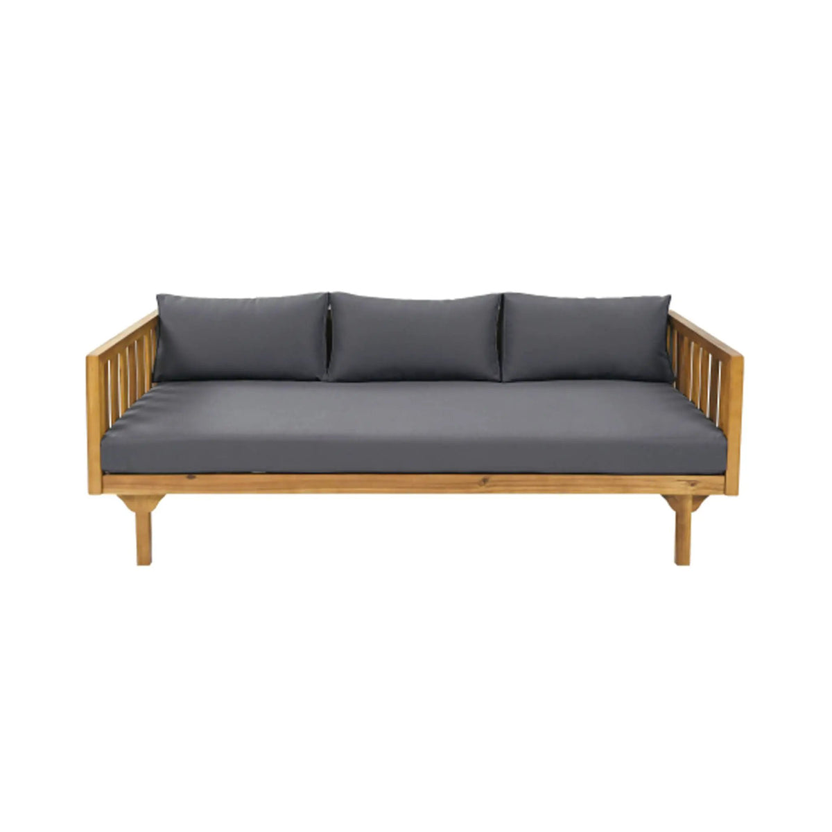 Acacia Wood Daybed Sofa | 3-Seater Outdoor Design | Water-Resistant Cushions | Open Slat Backrest