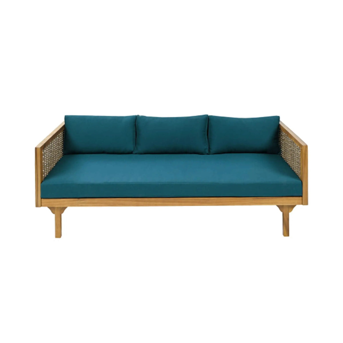 Acacia Wood Daybed Sofa | 3-Seater Outdoor Design | Water-Resistant Cushions | Open Slat Backrest
