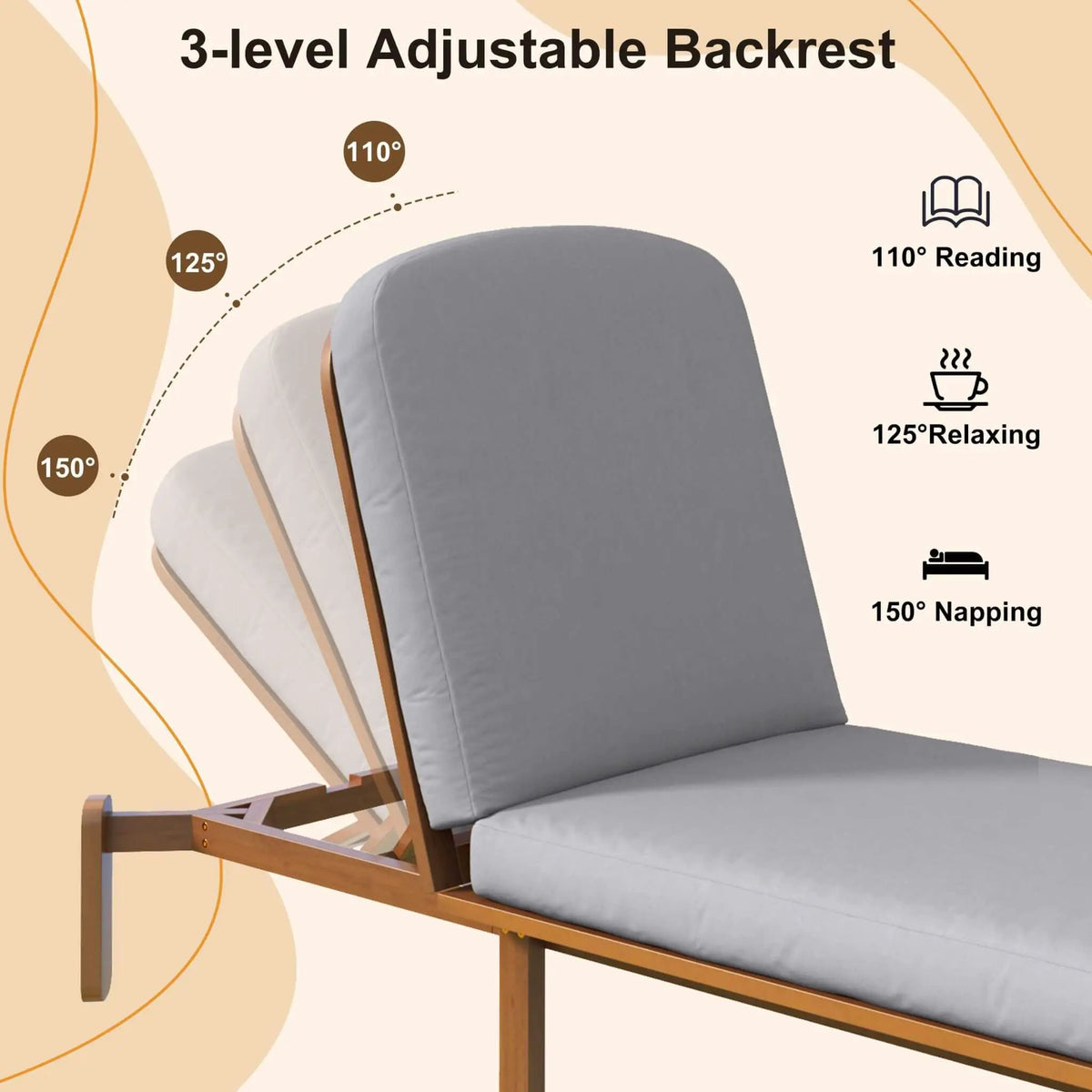 Adjustable Outdoor Chaise Lounge | Reclining Backrest | Weather-Resistant Materials | Minimalist Design