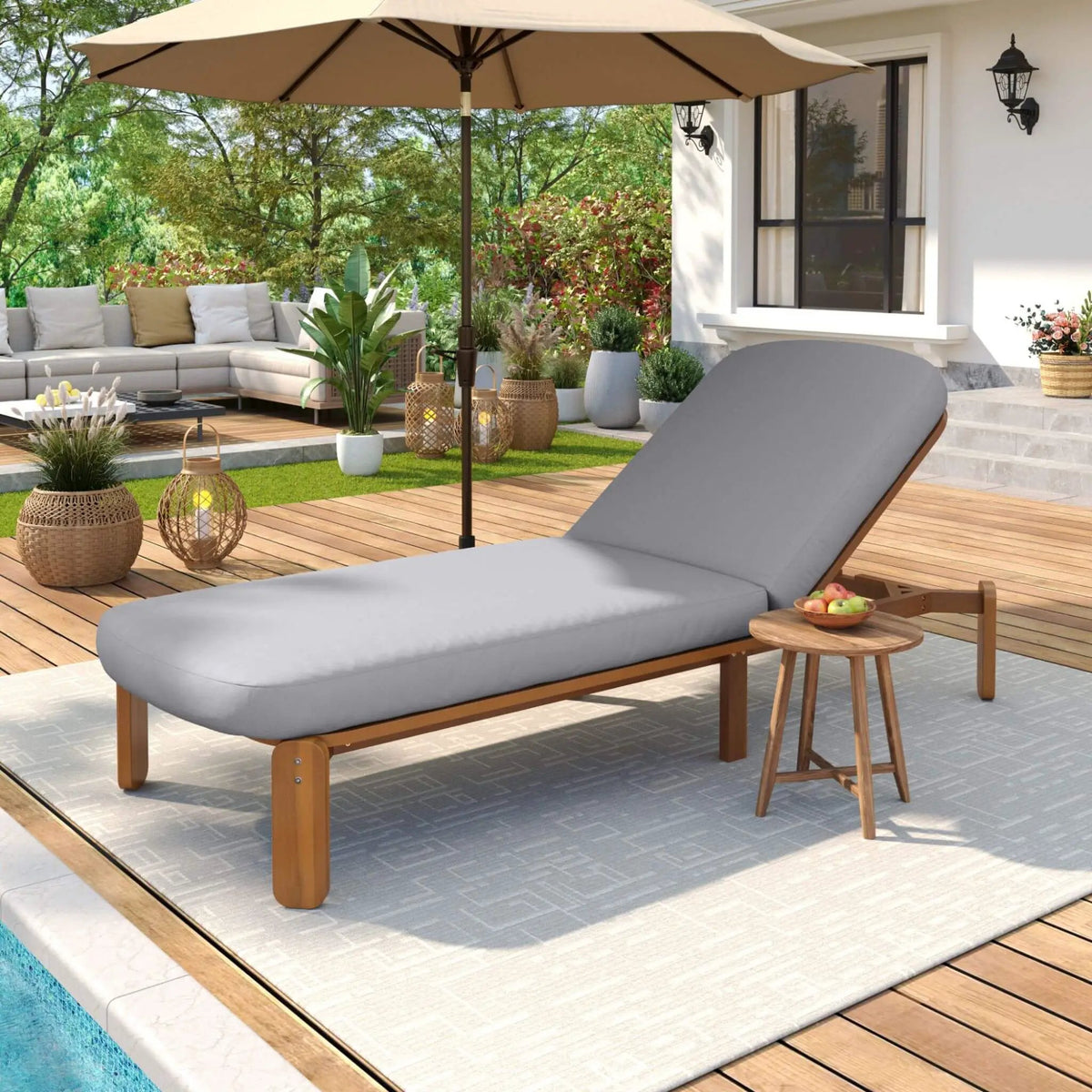 Adjustable Outdoor Chaise Lounge | Reclining Backrest | Weather-Resistant Materials | Minimalist Design