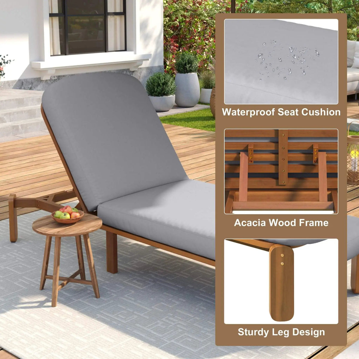Adjustable Outdoor Chaise Lounge | Reclining Backrest | Weather-Resistant Materials | Minimalist Design
