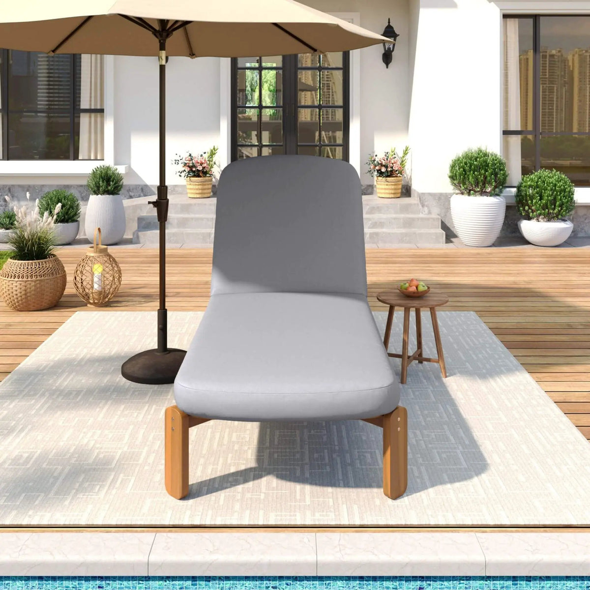 Adjustable Outdoor Chaise Lounge | Reclining Backrest | Weather-Resistant Materials | Minimalist Design
