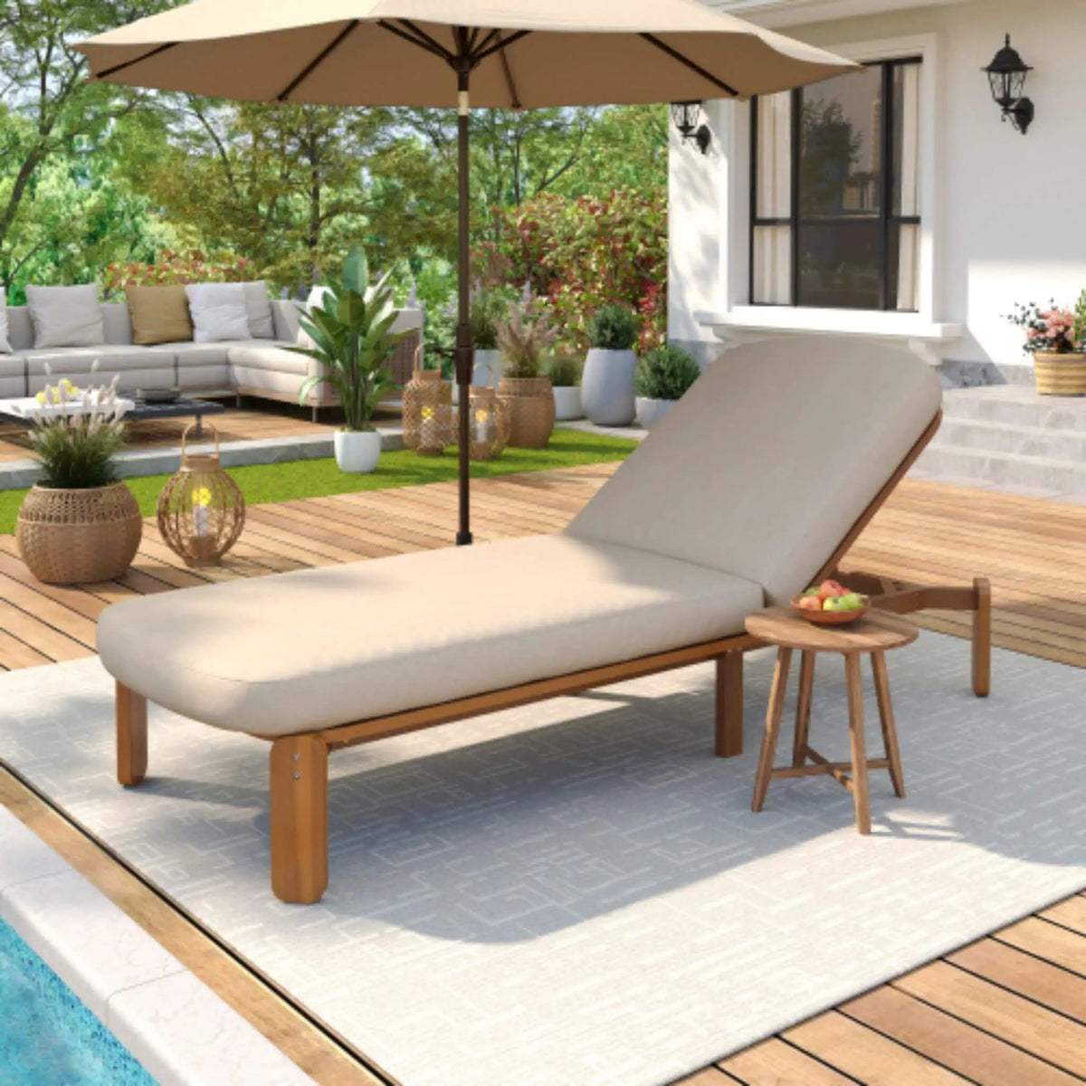 Adjustable Outdoor Chaise Lounge | Reclining Backrest | Weather-Resistant Materials | Minimalist Design