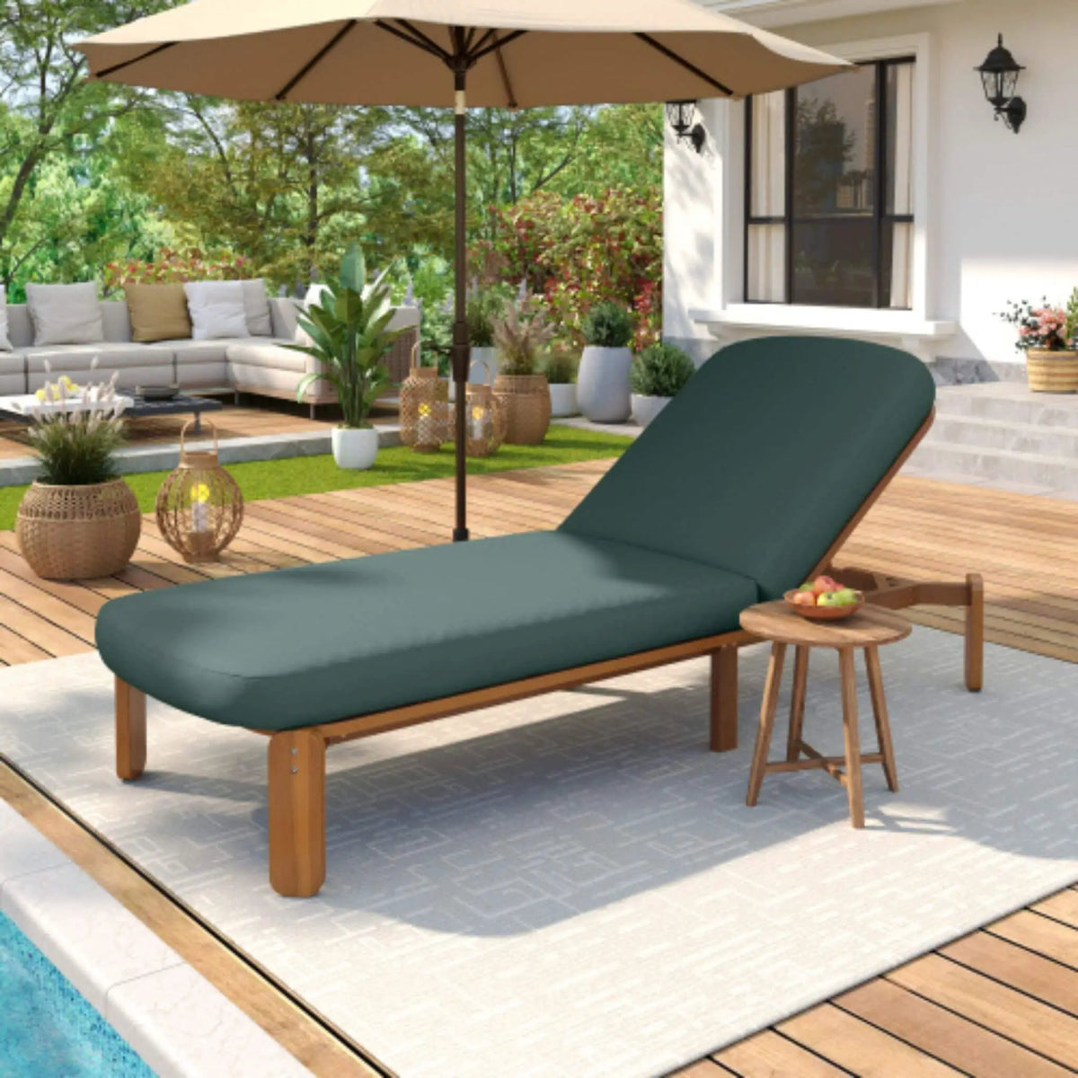 Adjustable Outdoor Chaise Lounge | Reclining Backrest | Weather-Resistant Materials | Minimalist Design