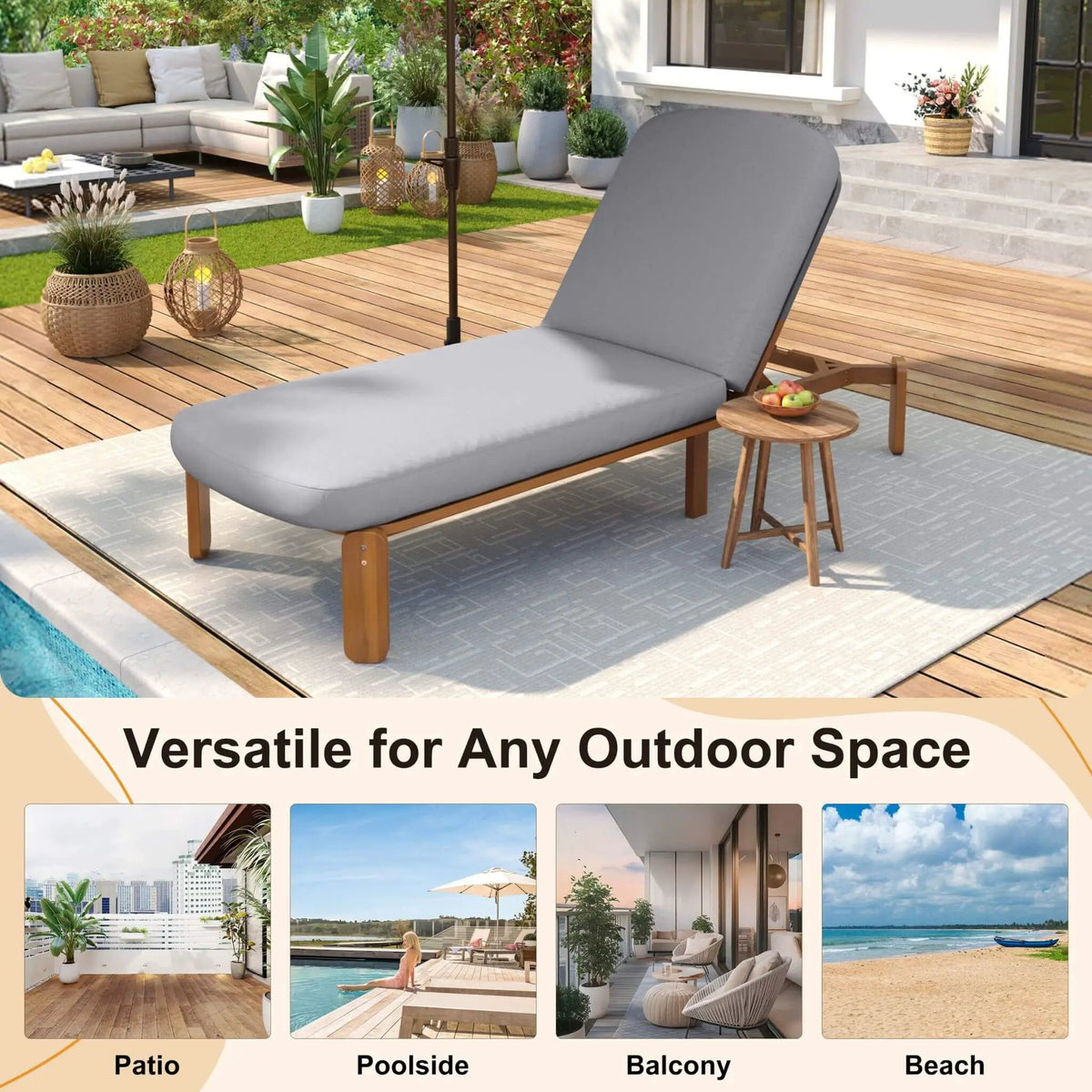 Adjustable Outdoor Chaise Lounge | Reclining Backrest | Weather-Resistant Materials | Minimalist Design